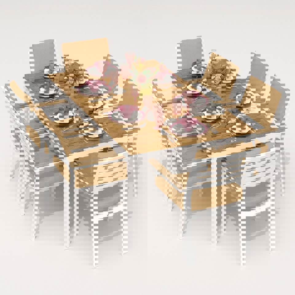 Изображение товара Садовая мебель для отдыха Ideal patio Outdoor style Tella BONTA 180 beige алюМиний бежевый:стол, 6 стульев