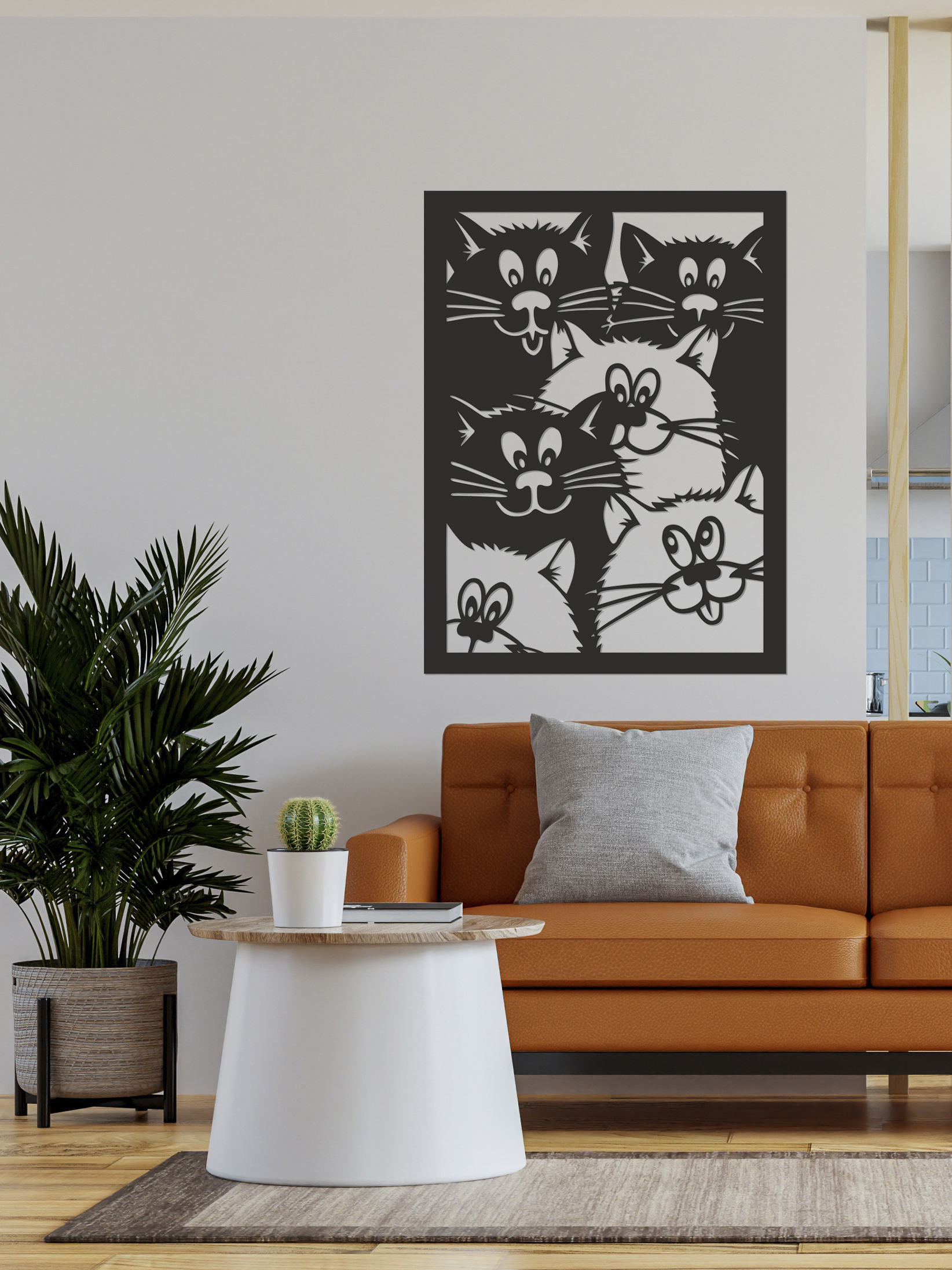 Изображение товара Декоративное панно ArtCore Коты, черное, 75 см