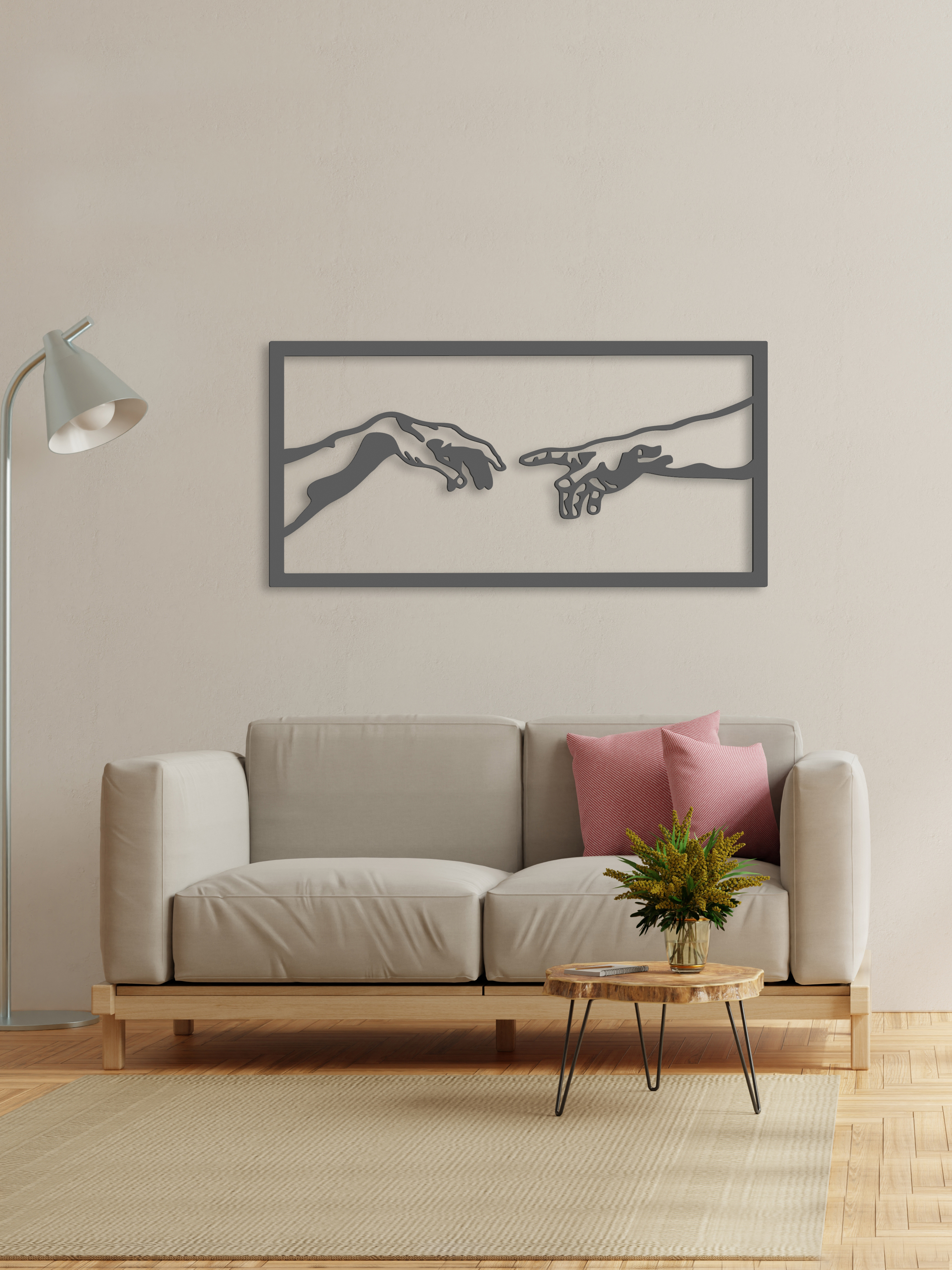 Изображение товара Декоративное деревянное панно ArtCore большое "Касание" цвет серый