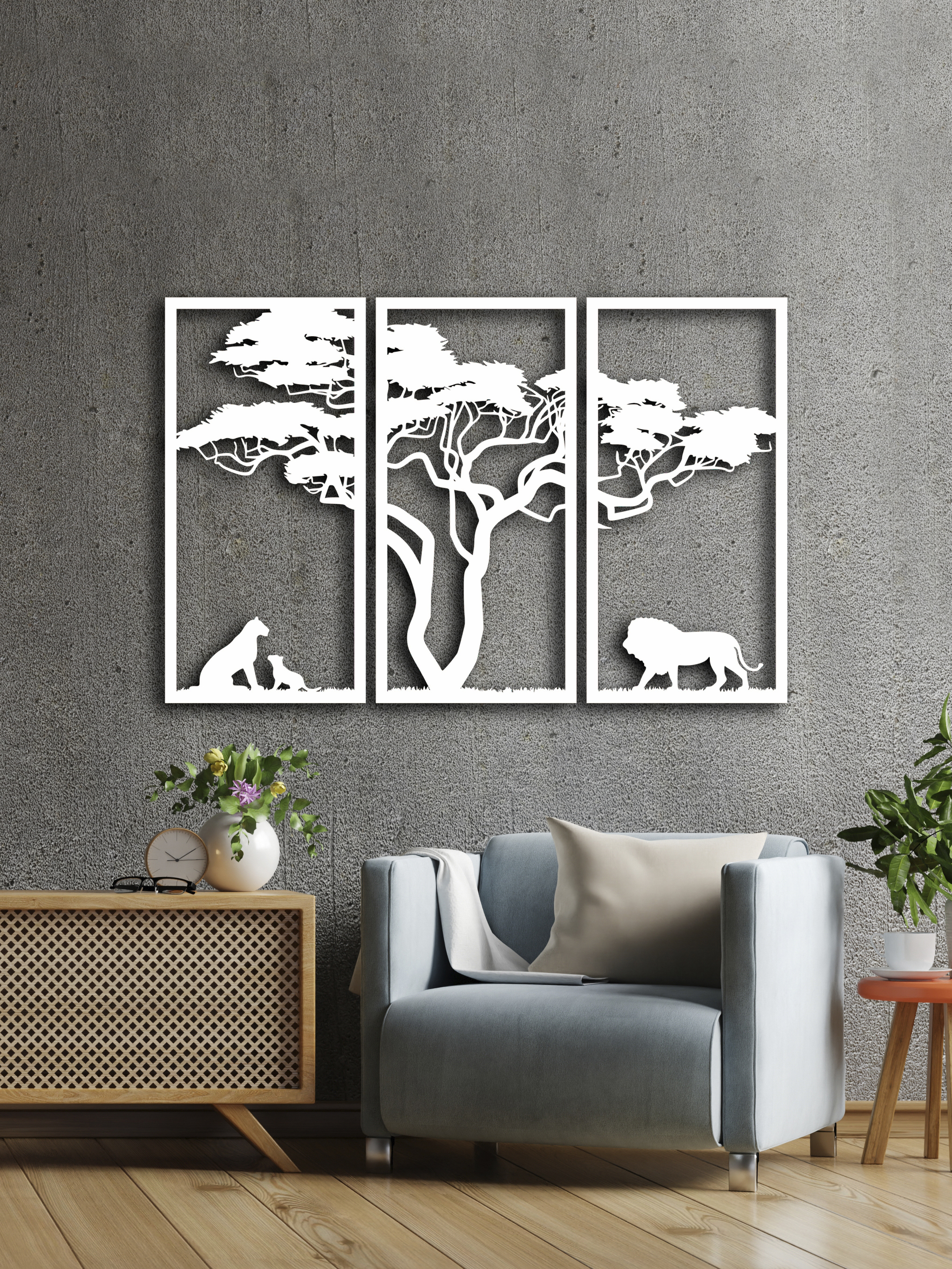 Изображение товара Декоративное панно ArtCore Акация белое, 75 см, фанера