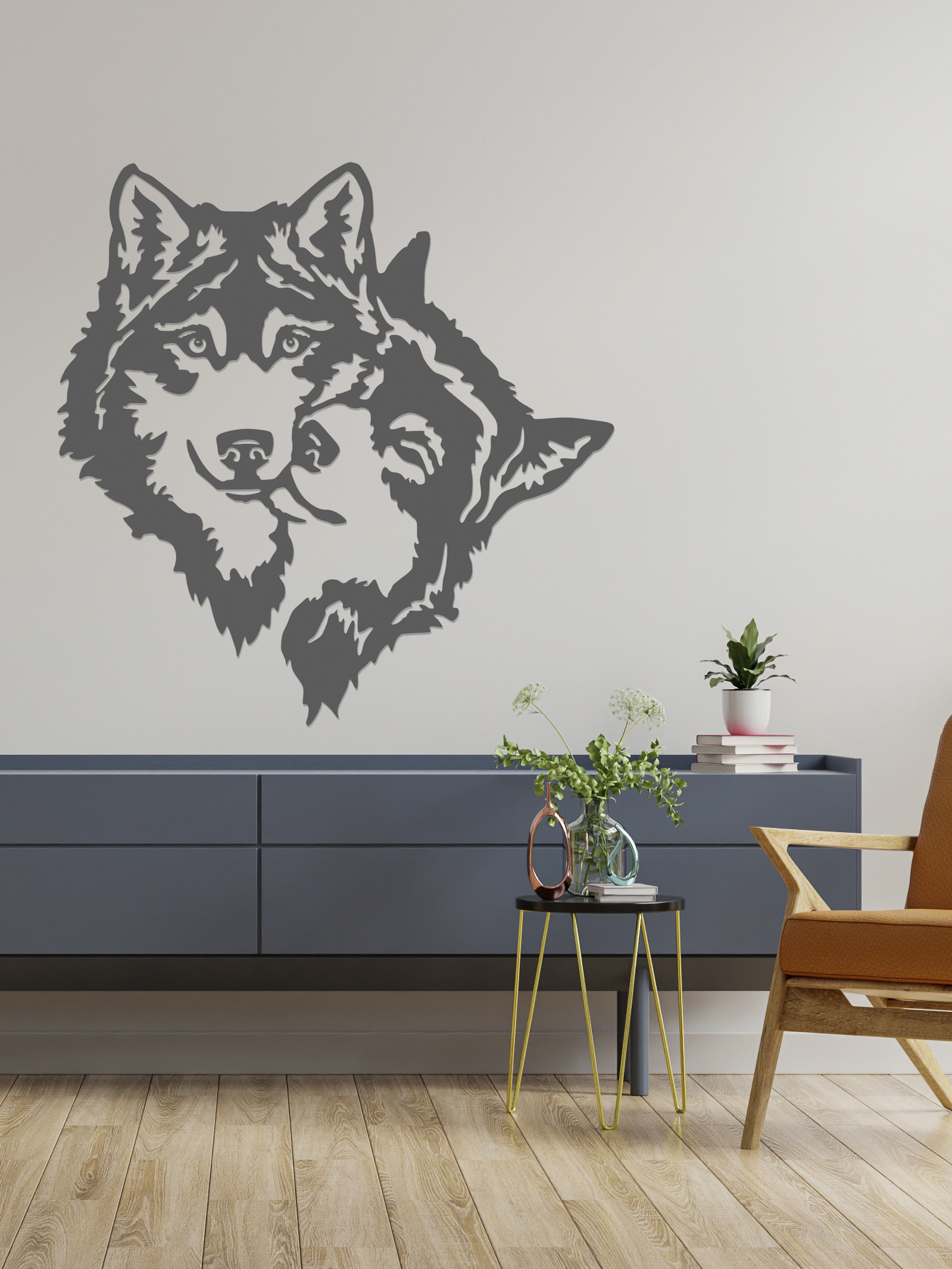 Изображение товара Панно ArtCore Волки Серый 50 см из фанеры