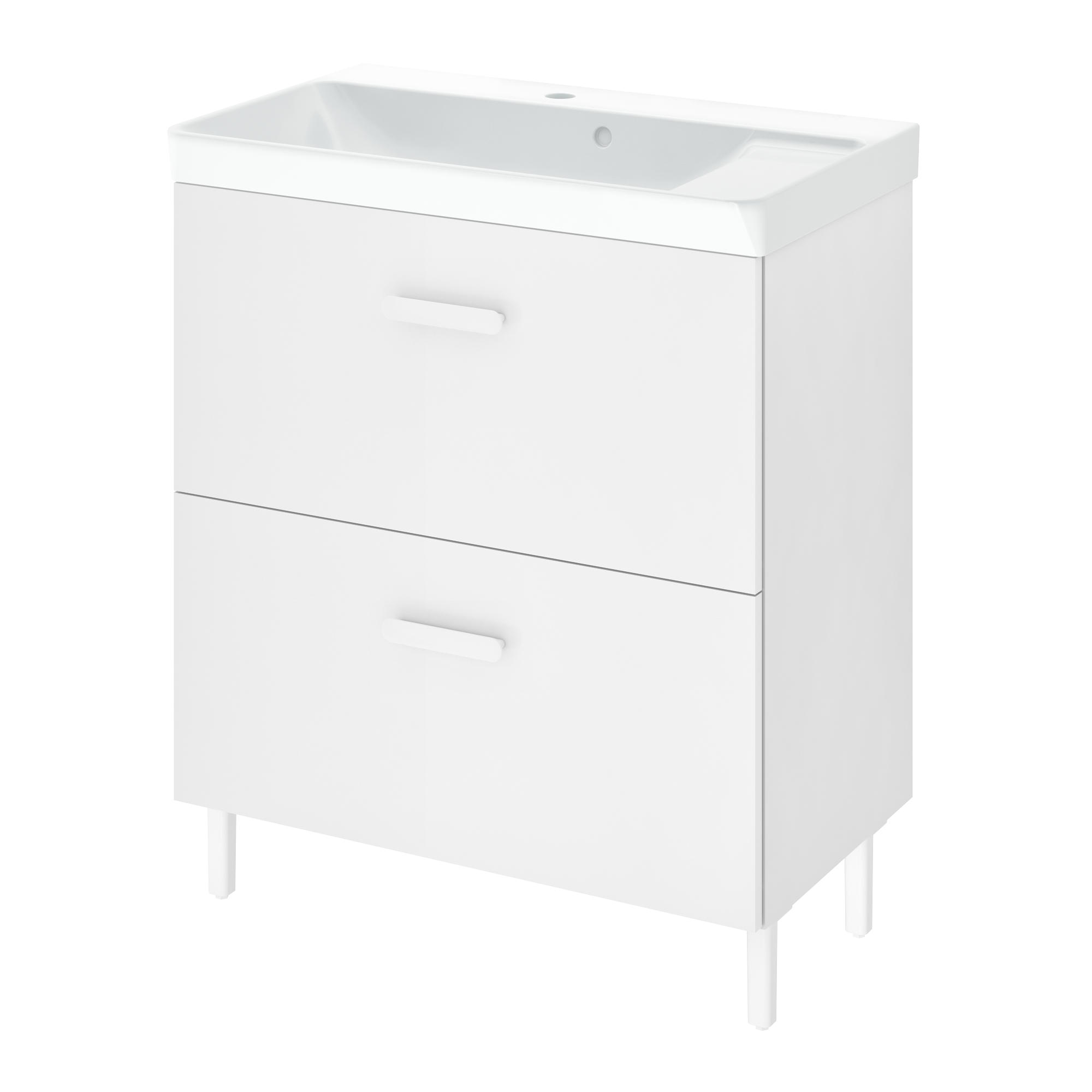 Изображение товара Тумба под раковину Sensea Easy 70 см напольная с двумя ящиками цвет белый