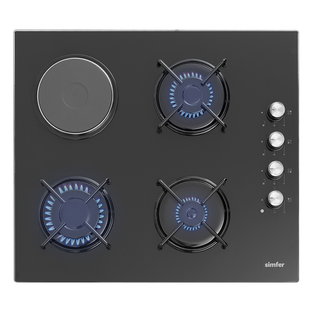 Изображение товара Комбинированная варочная панель Simfer H60K32B522 с 4 конфорками черная