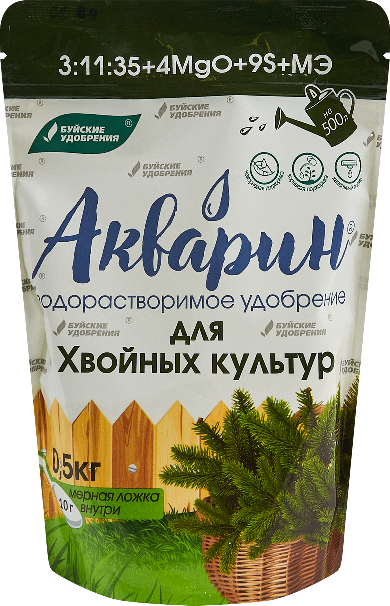 Изображение товара Удобрение Буйские удобрения Акварин Для хвойных культур 0.5 кг