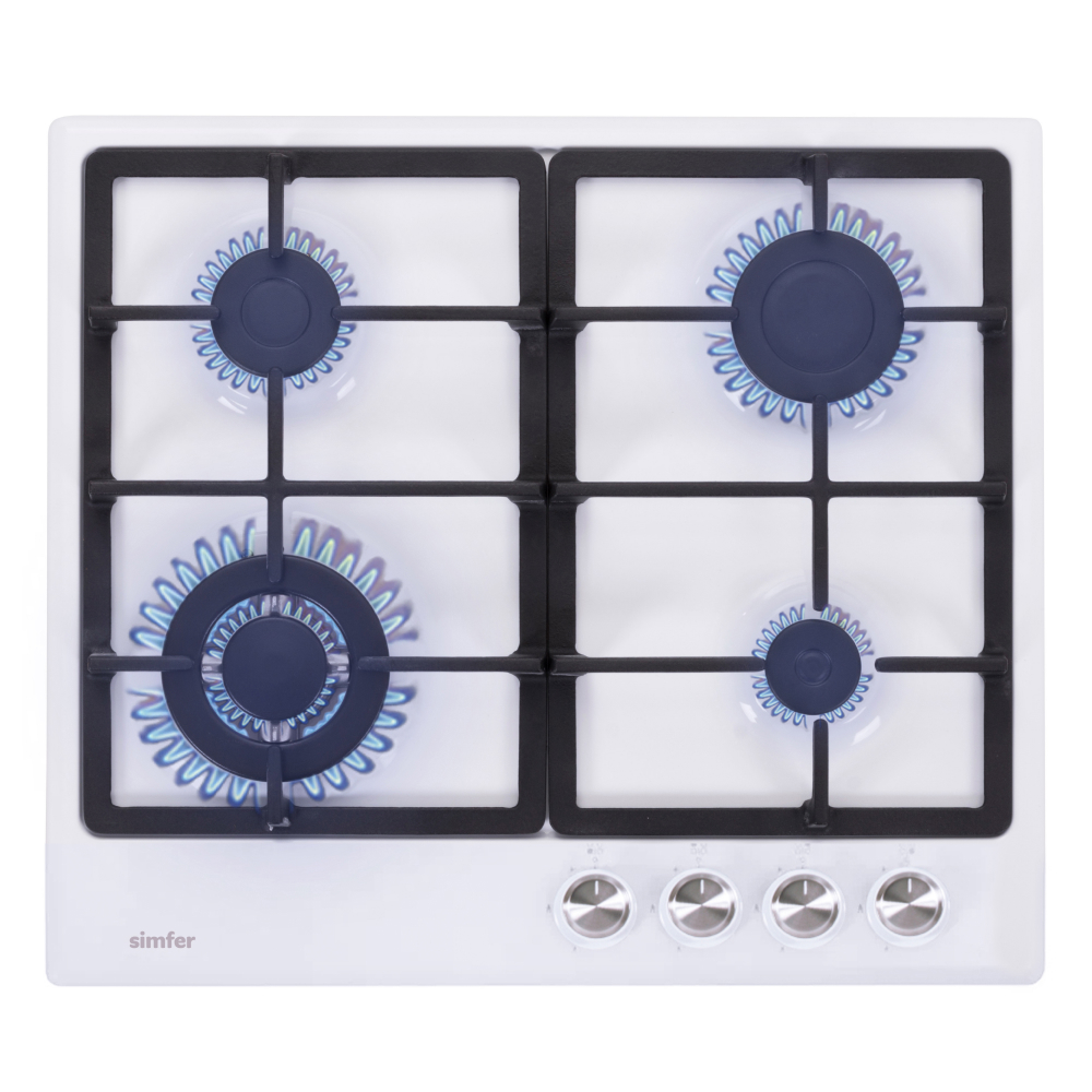 Изображение товара Газовая варочная панель Simfer H60V41W516 4 конфорки белая 60 см