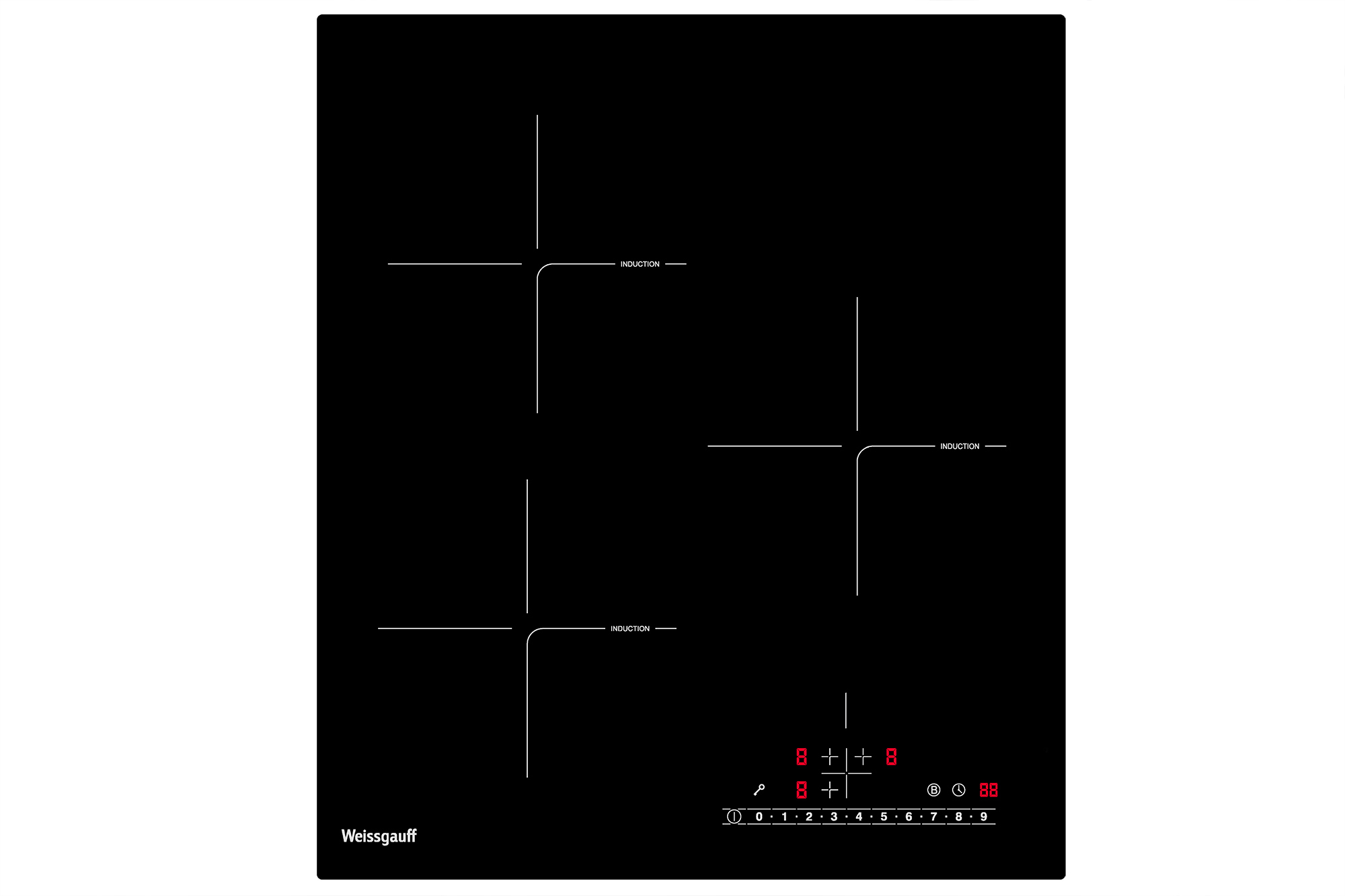 Изображение товара Индукционная варочная панель Weissgauff HI 431 BSC 45 см 3 конфорки черный