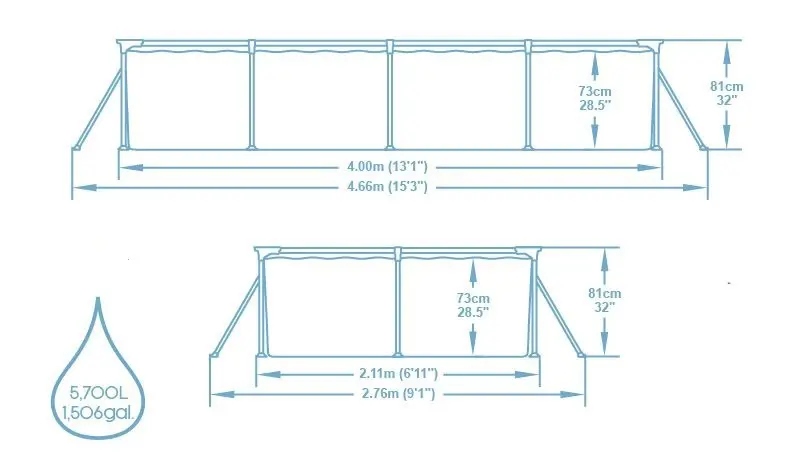 Бассейн каркасный прямоугольный Bestway 56424 BW 400x211x81 см - 5