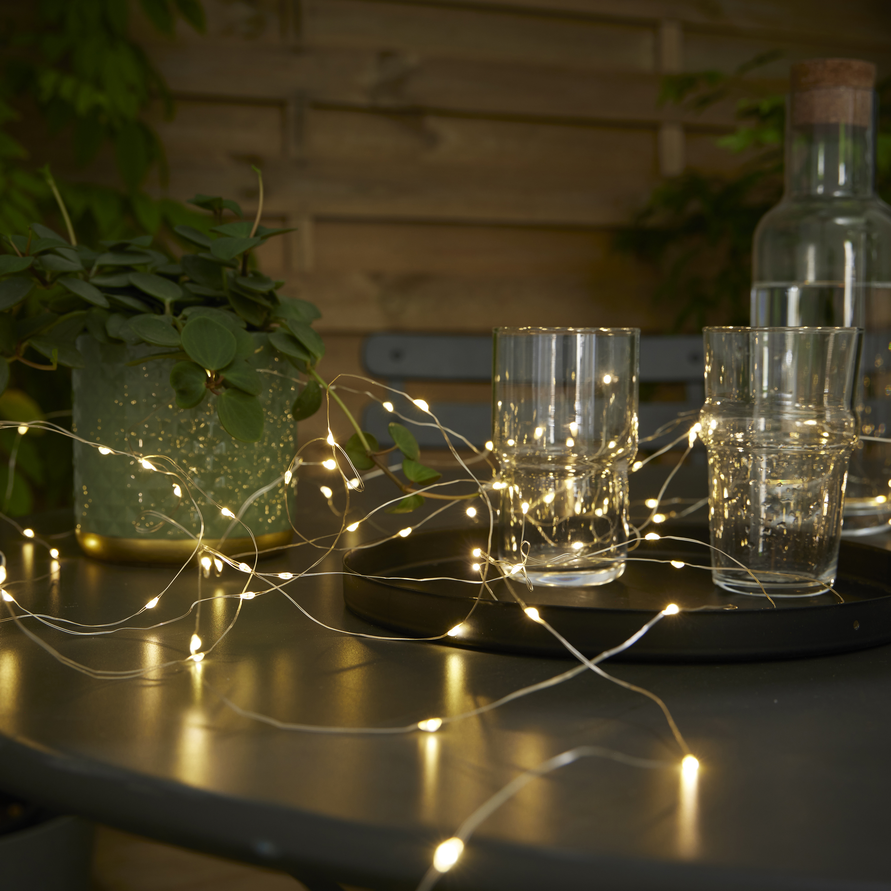 Изображение товара Набор гирлянд светодиодных Inspire "Ublo" на солнечных батареях 12 м цвет серый