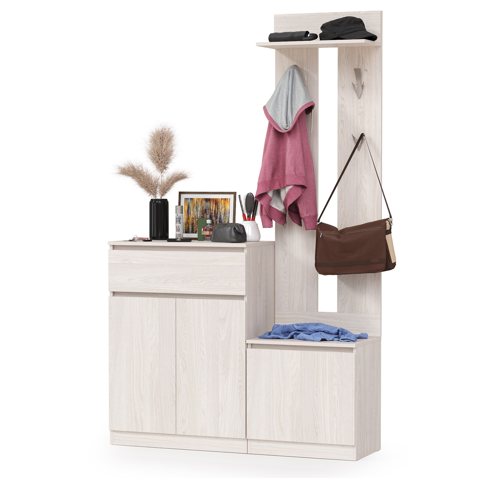 Изображение товара Напольная вешалка Моби Ника № 20 126x208x38 см дерево цвет ясень анкор светлый