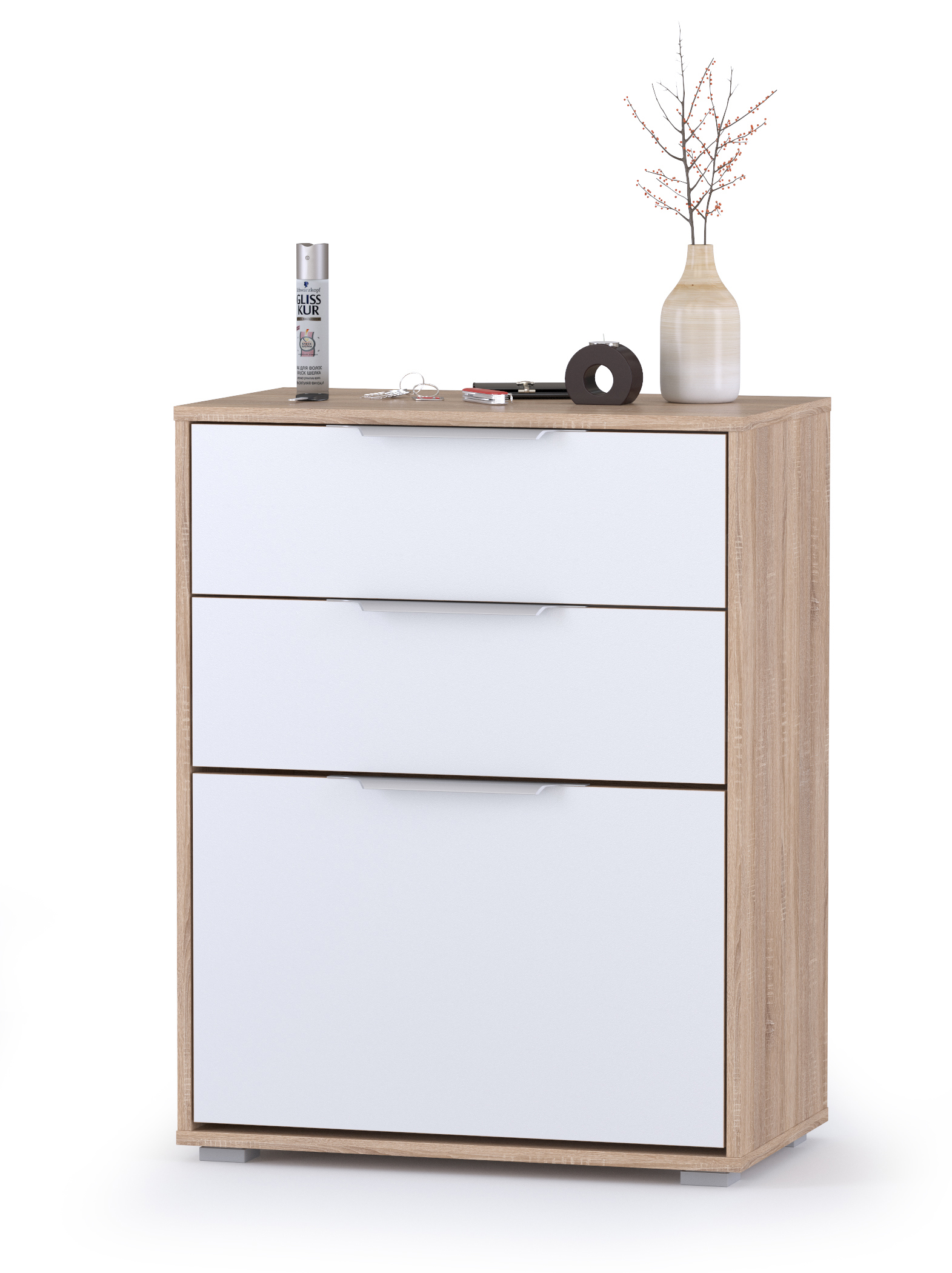 Изображение товара Шкаф для обуви Моби Куба 65x84x38 см белый с дубом сонома