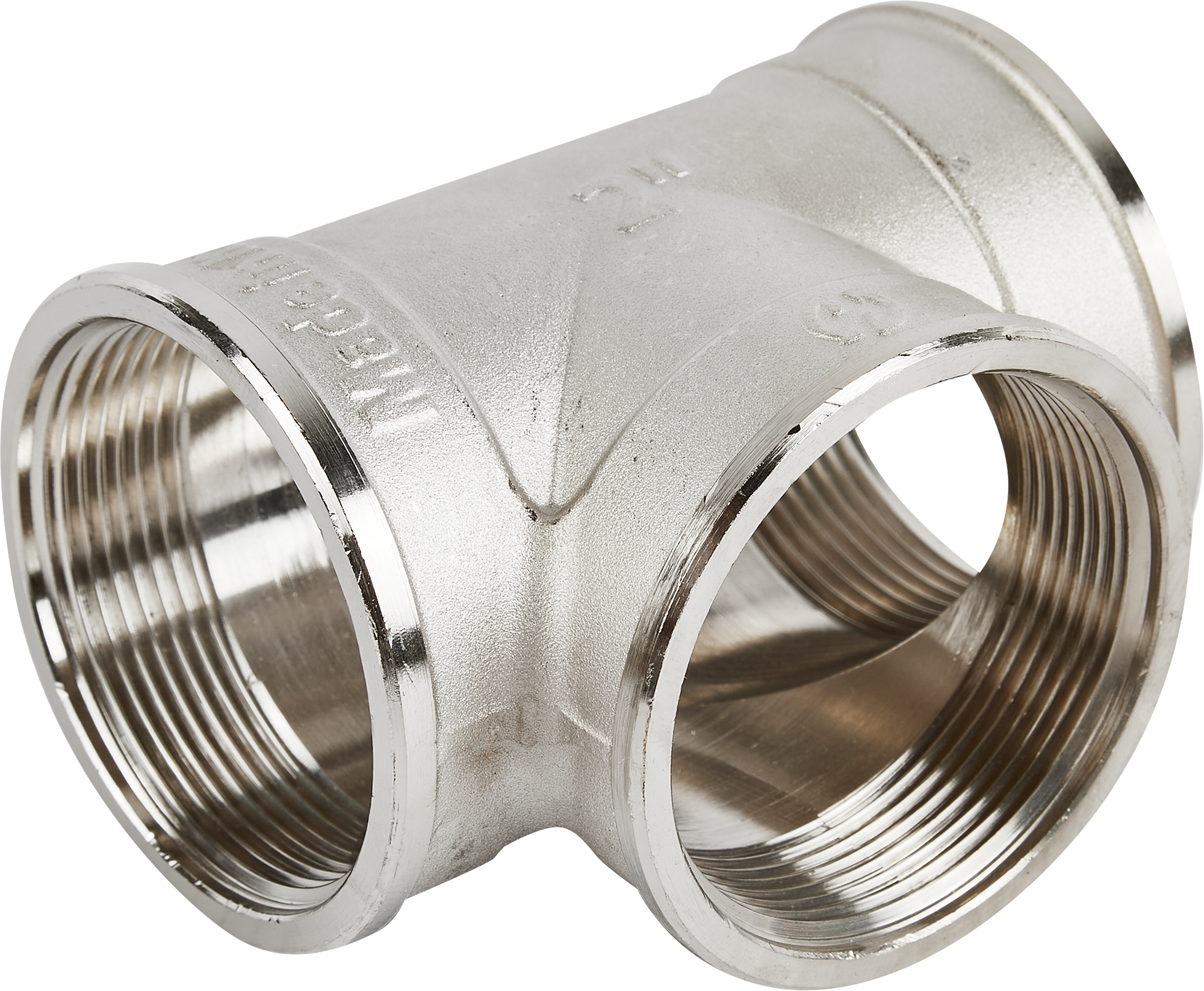 Изображение товара Тройник водопроводный 2x2x2 дюйма из латунь с никелированным покрытием