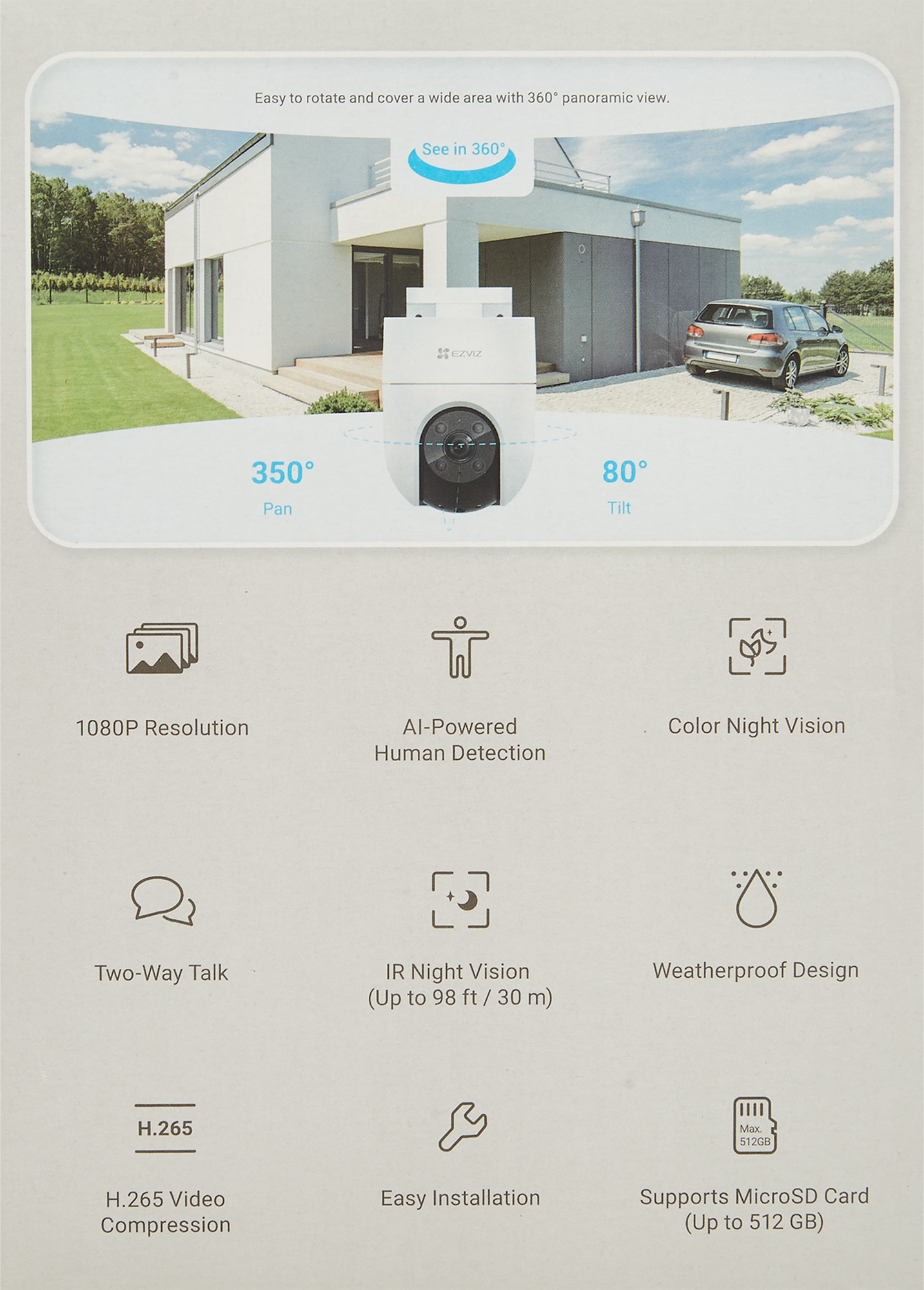 IP-камера уличная Ezviz CS-H8с 2 Мп 1080P WI-FI цвет белый - 6