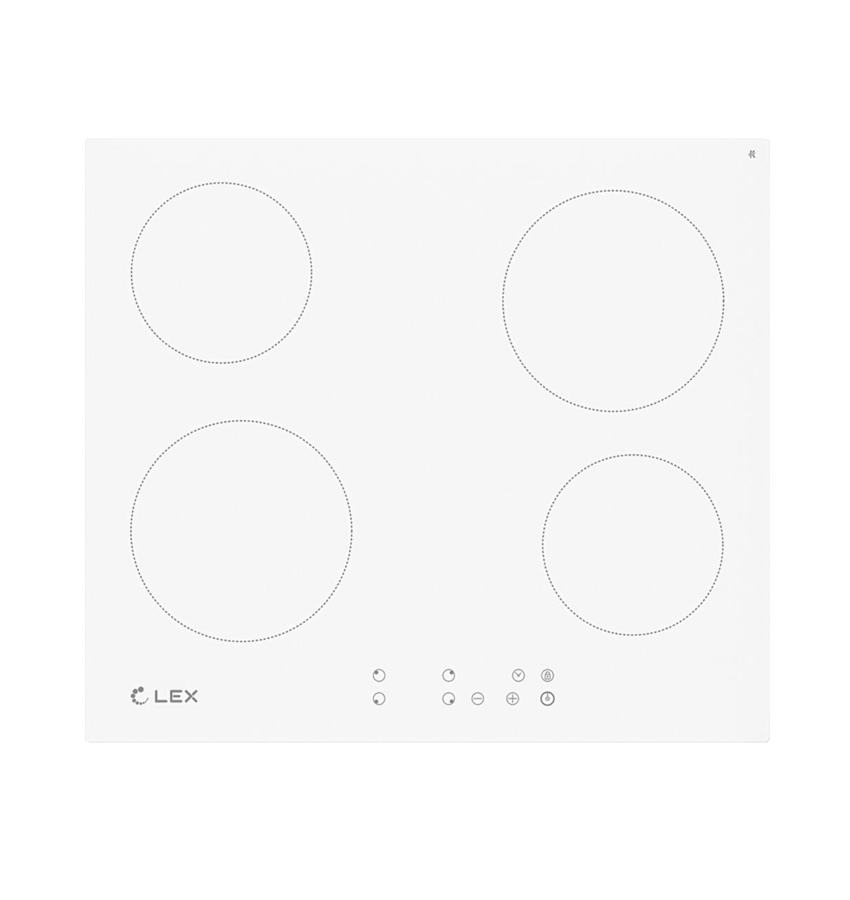 Изображение товара Электрическая варочная панель Lex EVH 640 WH 60 см 4 конфорки белая