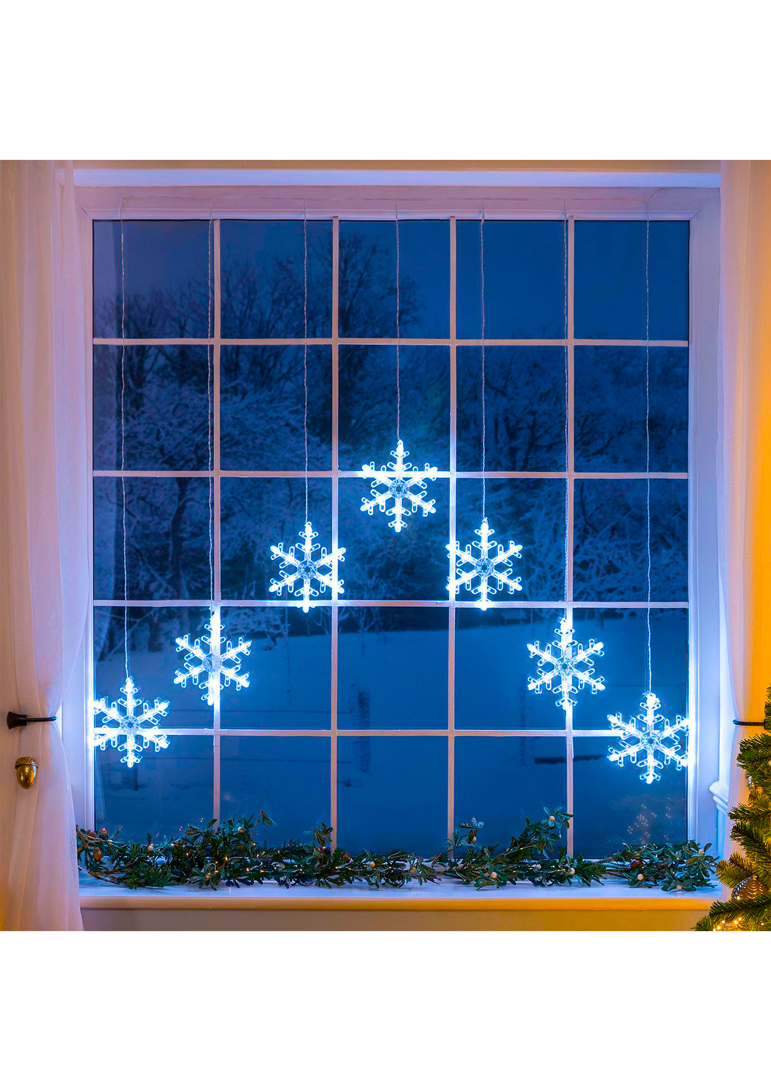 Изображение товара Электрогирлянда Снежинки 84 ламп 2.5x0.8 м IP20