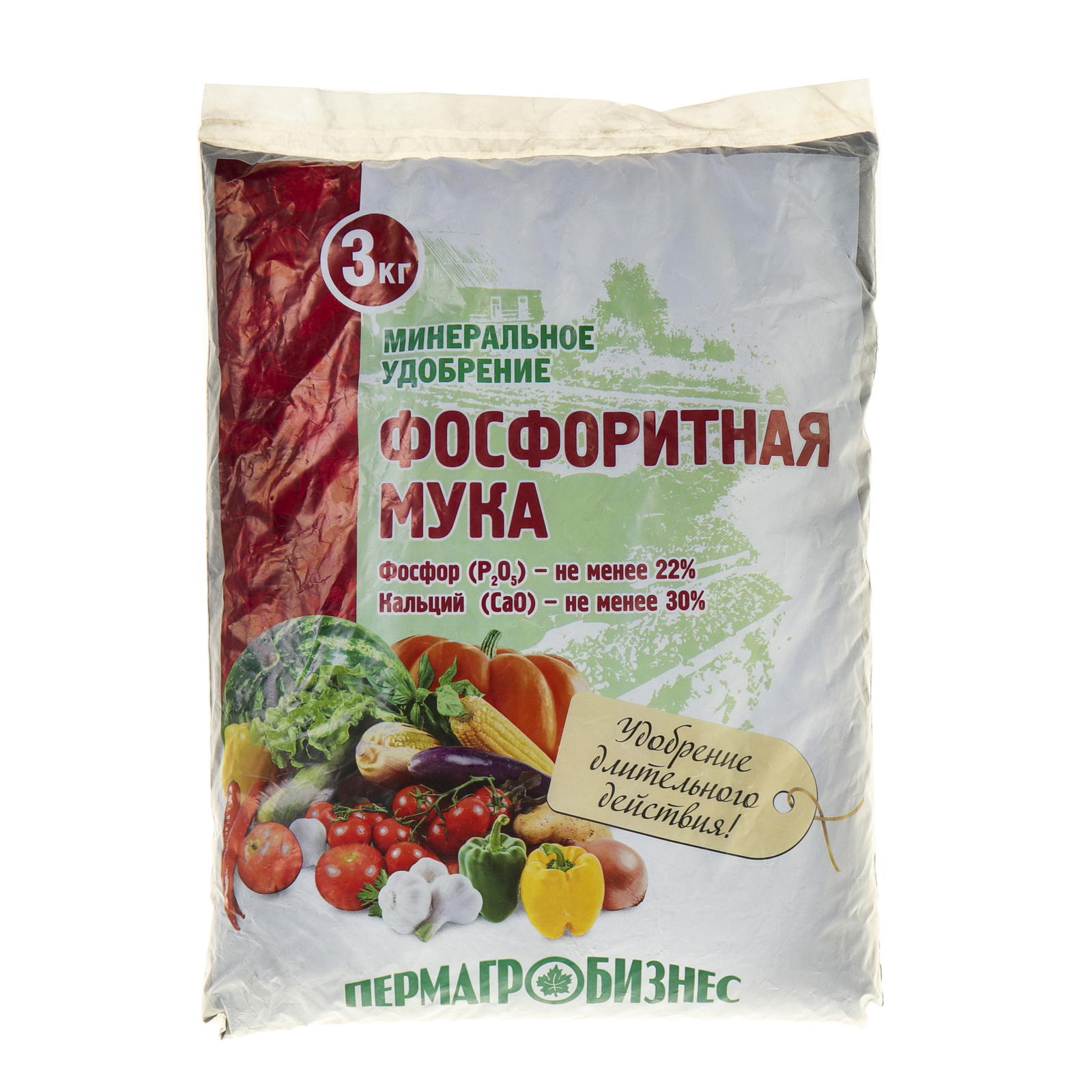 Изображение товара Удобрение Фосфоритная мука Пермагробизнес 3 кг - универсальное минеральное удобрение