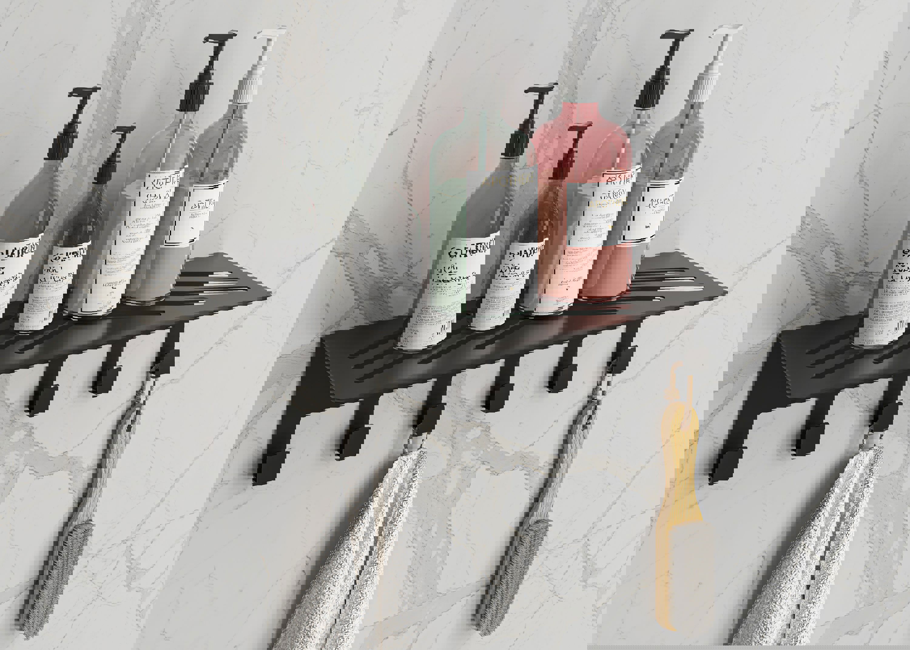 Изображение товара Настенная полка Baone 6 из металла черная с крючками и минималистичным дизайном