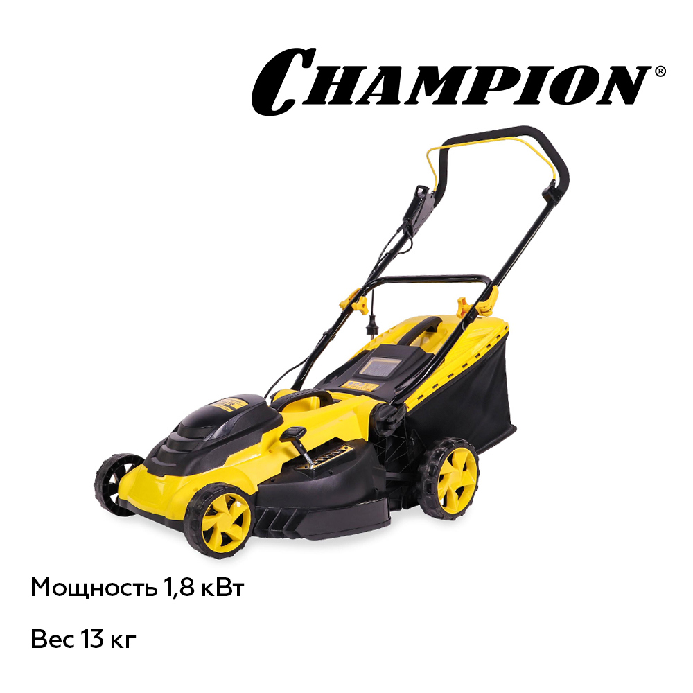 Изображение товара Газонокосилка электрическая Champion EM 4118 с мощностью 1800 Вт