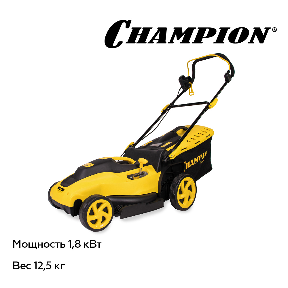 Изображение товара Газонокосилка электрическая Champion EM 4217 с мощностью 1800 Вт и шириной 42 см