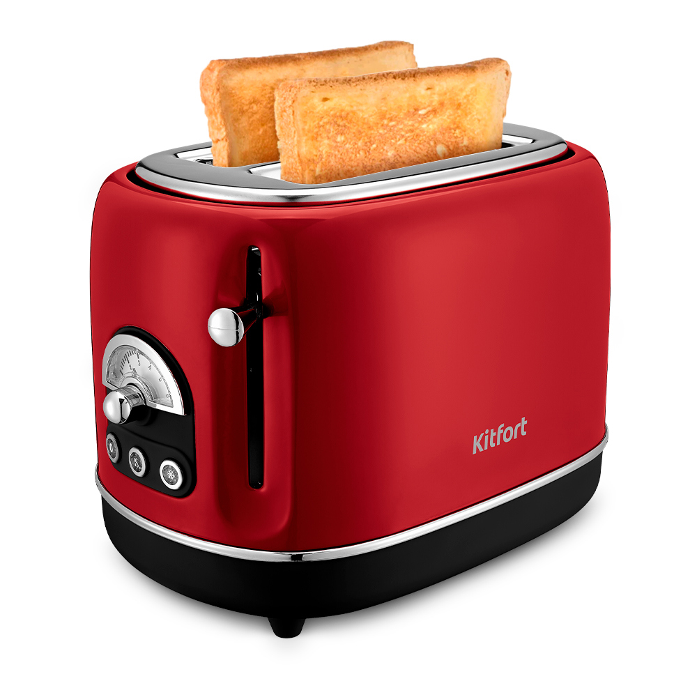 Изображение товара Тостер Kitfort КТ-4004-1 красный автоматический 2 тоста разморозка подогрев
