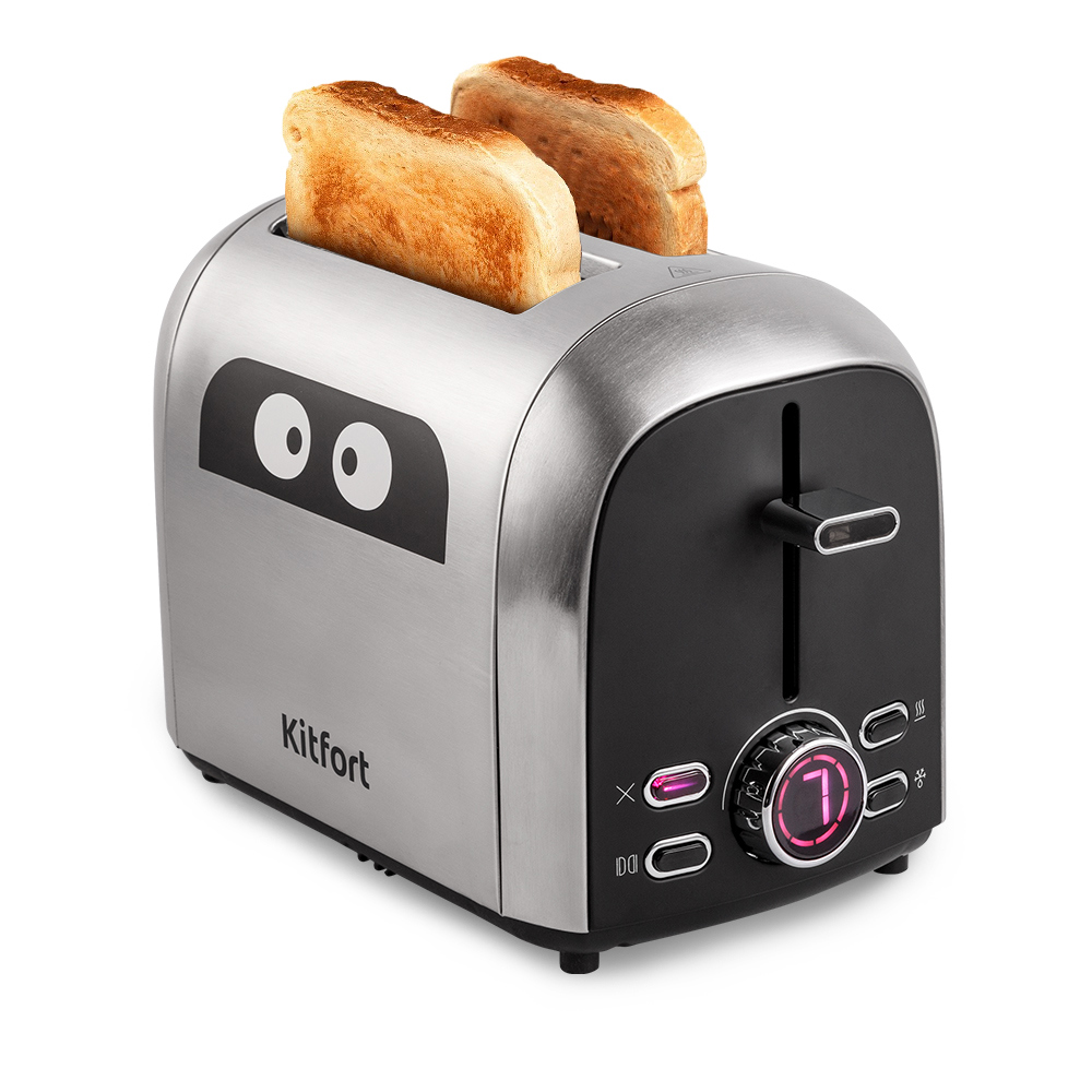 Изображение товара Тостер Kitfort КТ-2099 цвет сталь с поворотным регулятором