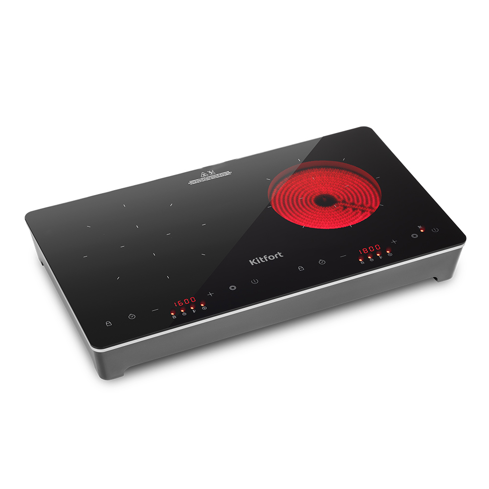 Изображение товара Индукционная настольная плита Kitfort КТ-164 2 конфорки серебристая
