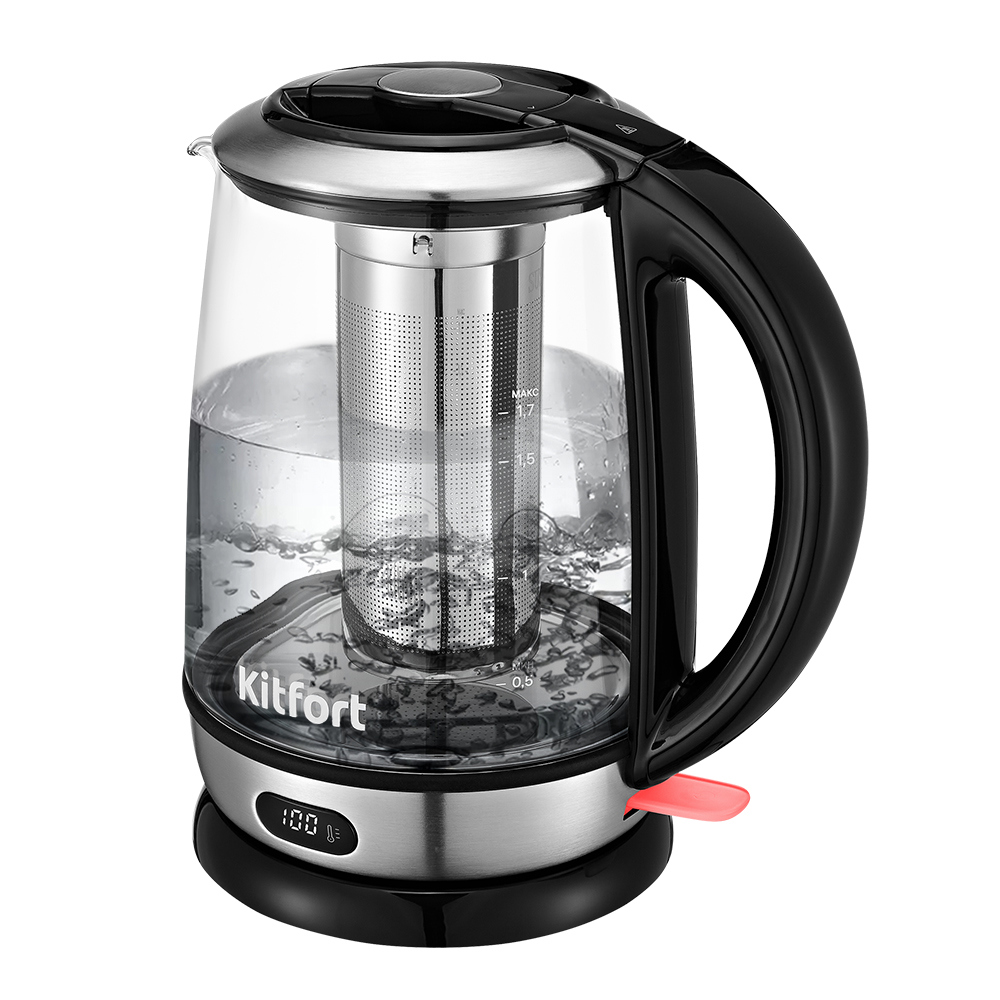 Изображение товара Электрический чайник Kitfort Кт-6155 1.7 л стекло цвет сталь