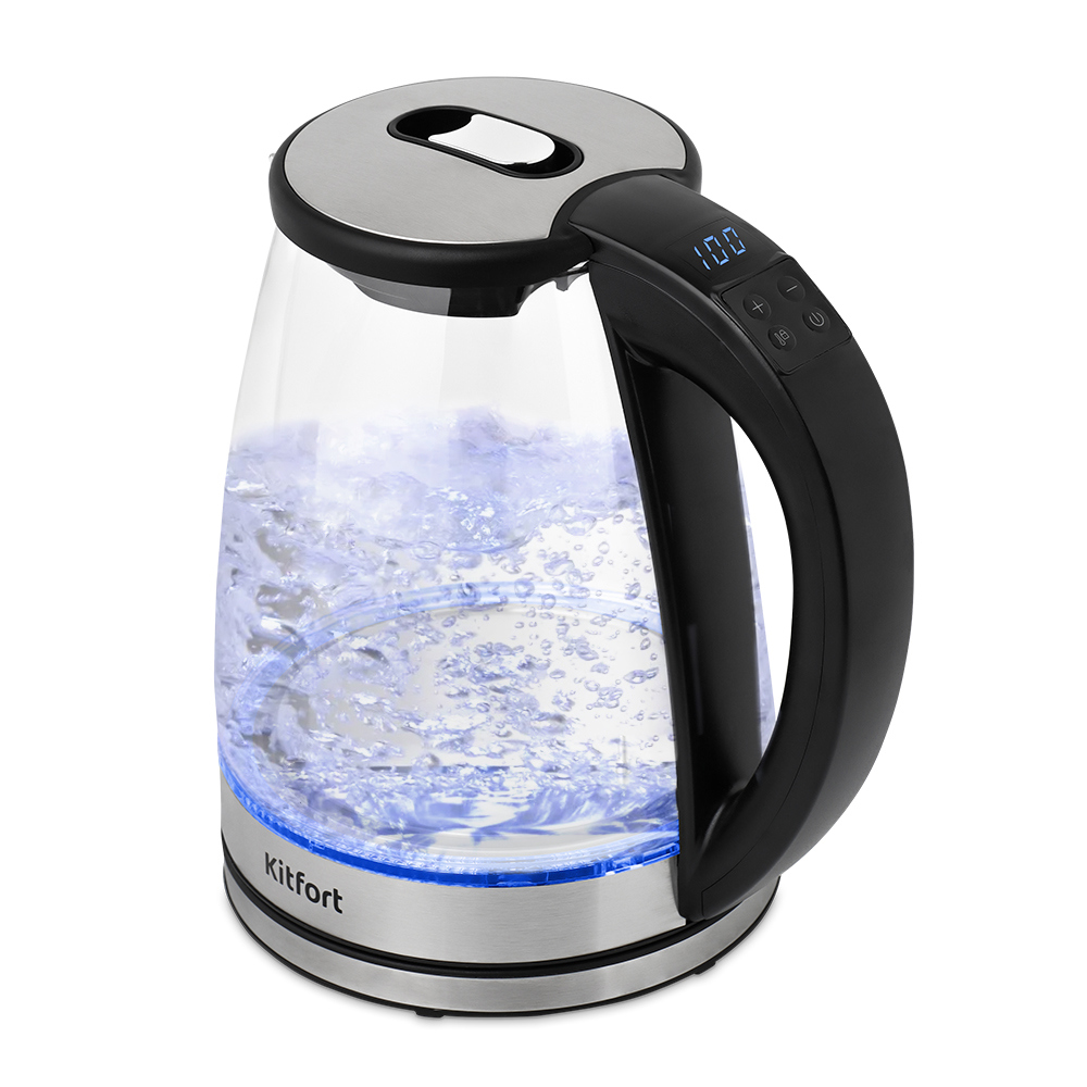 Изображение товара Электрический чайник Kitfort КТ-6176 1.8 л стекло сталь с терморегулятором