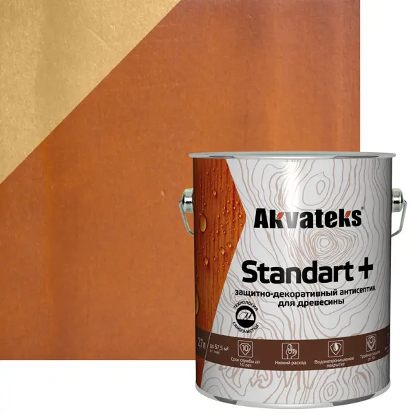 Фото Антисептик защитно-декоративный Akvateks Standart полуматовый тик 2.7 л
