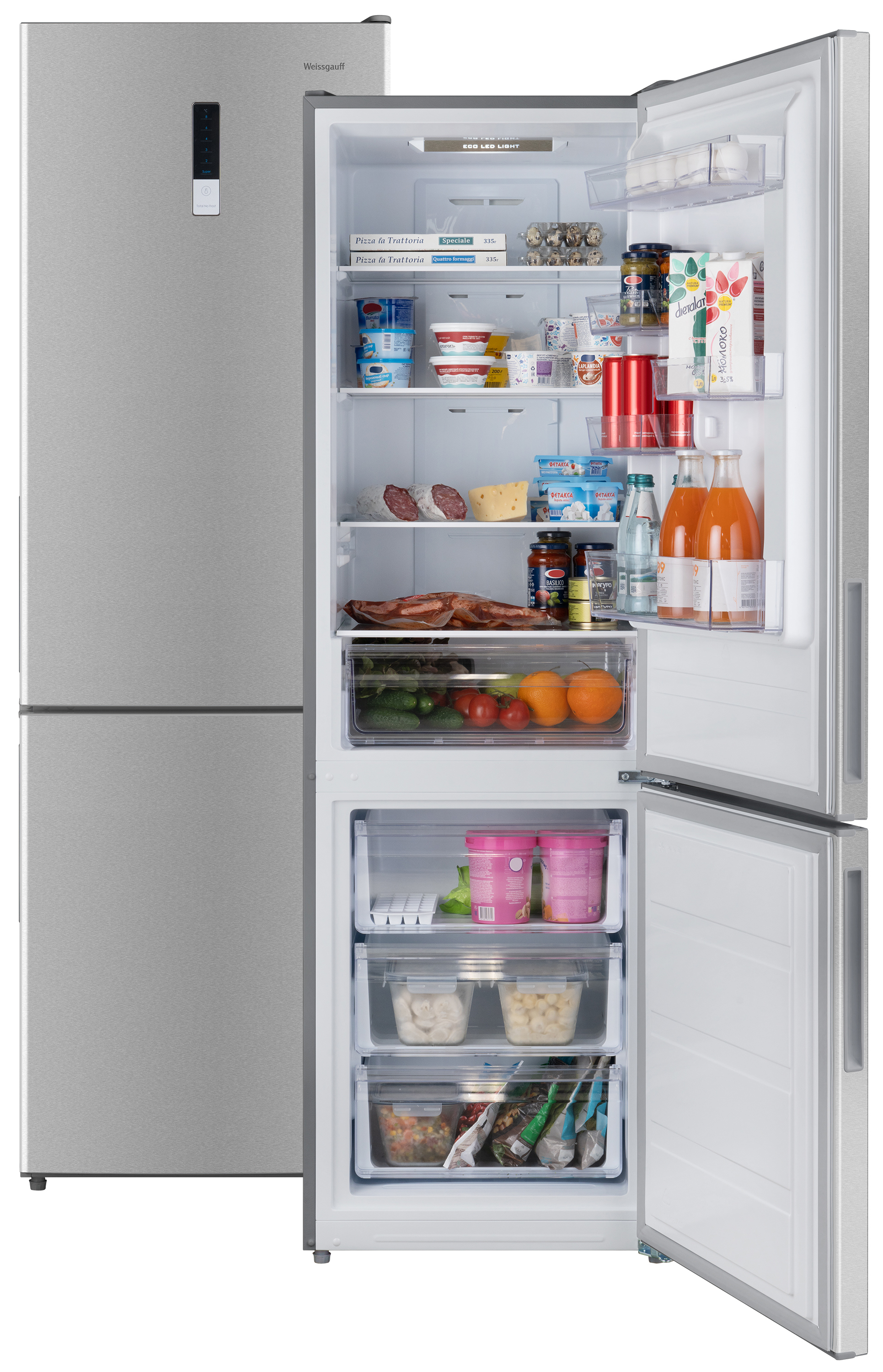 Изображение товара Отдельностоящий холодильник Weissgauff WRK 190 DX Total NoFrost 224/78л нержавеющая сталь