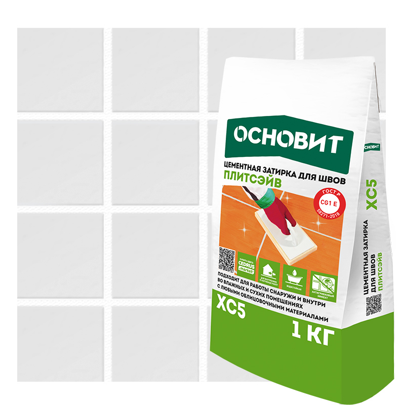 Изображение товара Затирка цементная Основит XC5 белый 1 кг