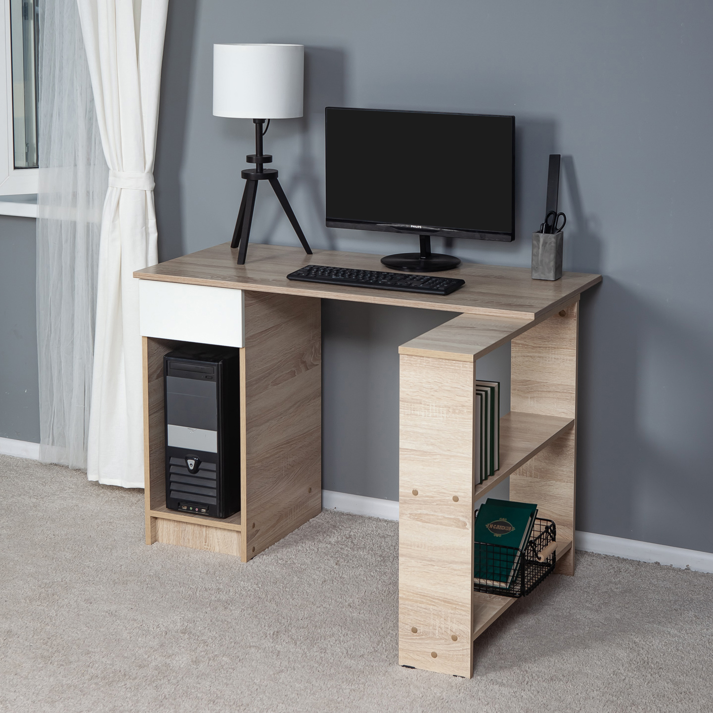 Изображение товара Стол Letta Мальта 110x75 см белый/дуб сонома