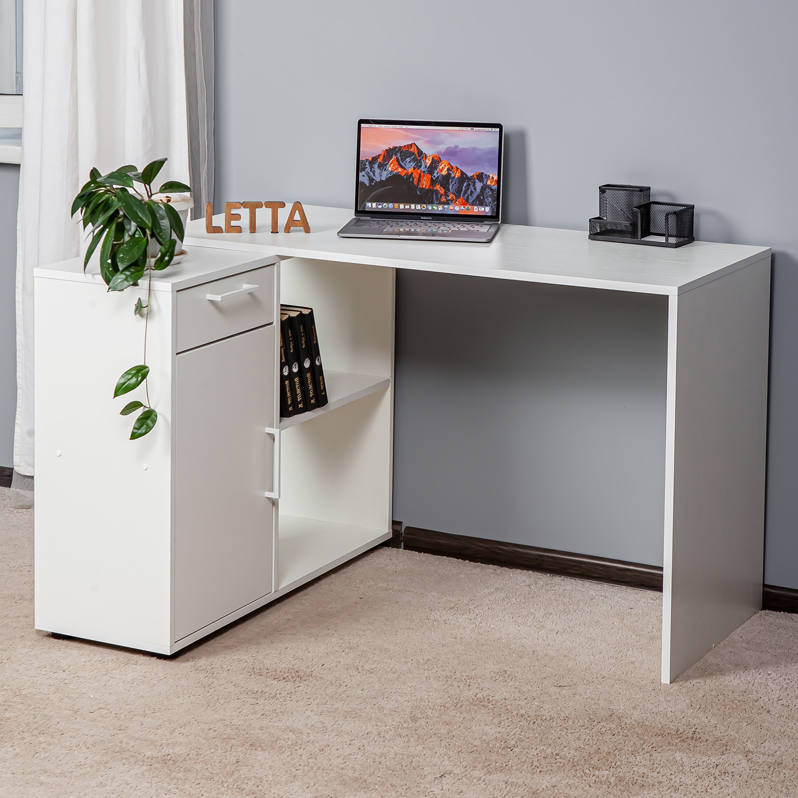 Изображение товара Компьютерный стол Letta Веста плюс 113x73.5x88 см ЛДСП цвет белый