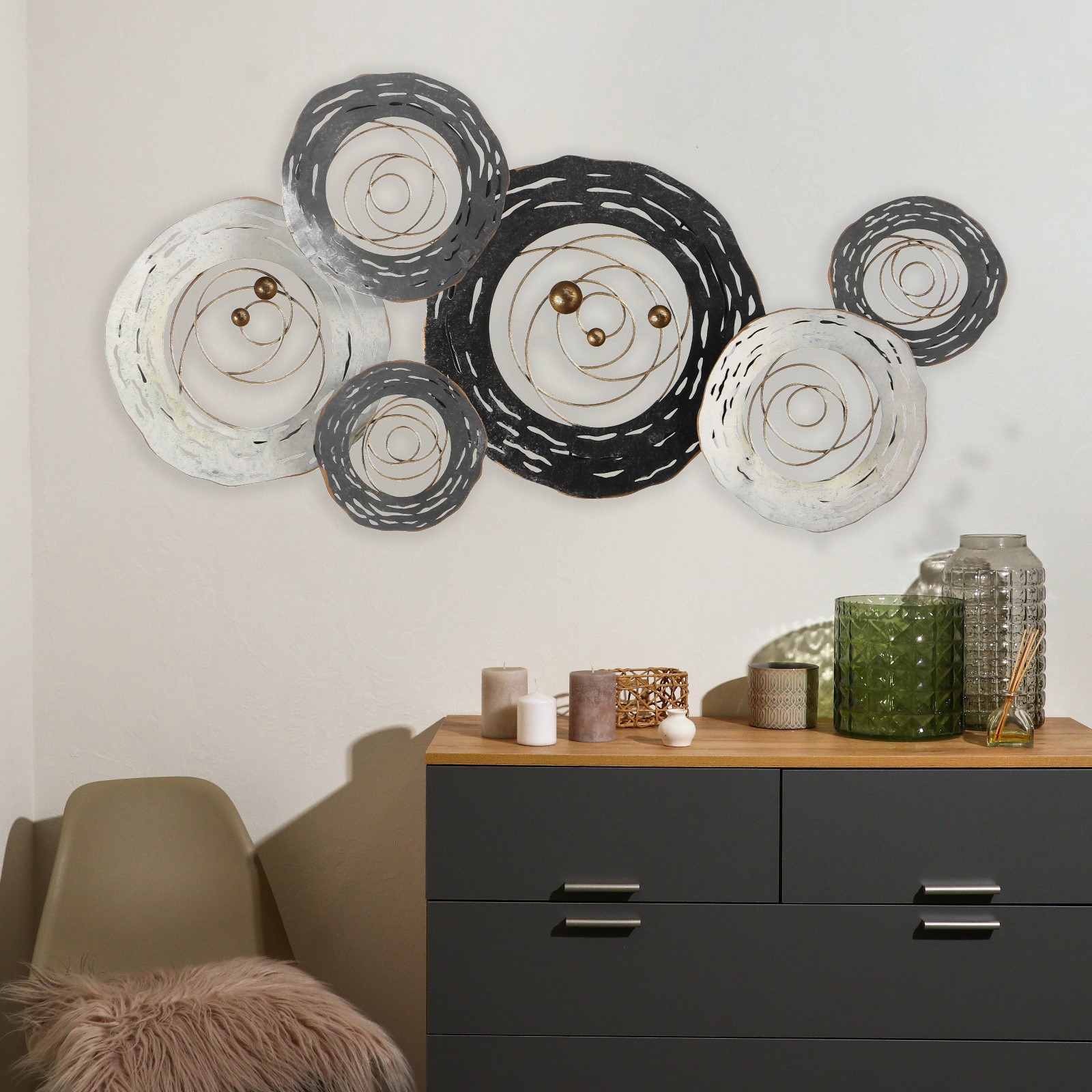 Изображение товара Панно настенное декоративное "Круги на воде" сине-голубой 93x48 см