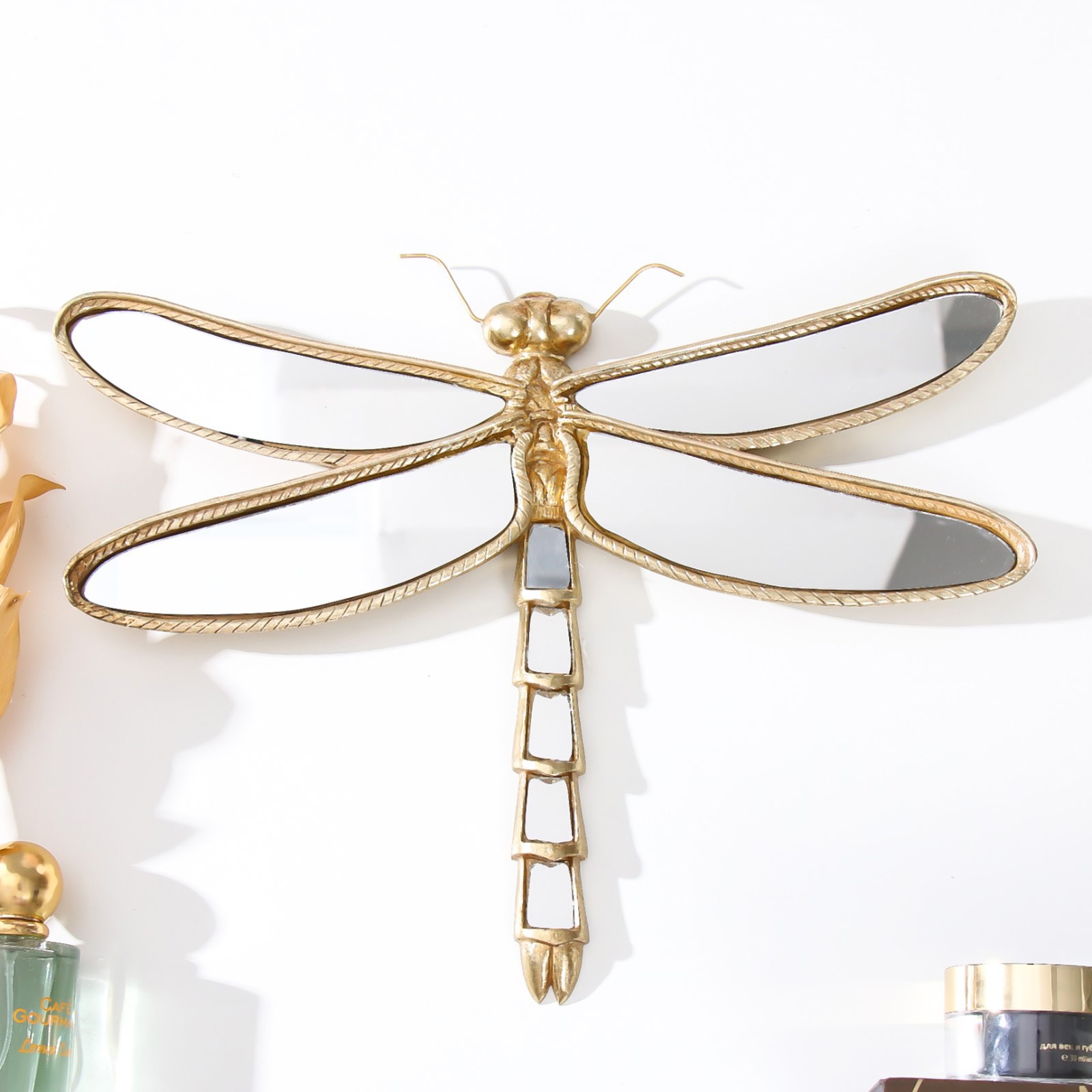 Изображение товара Панно Стрекоза зеркальное золотое 28х4x23 см