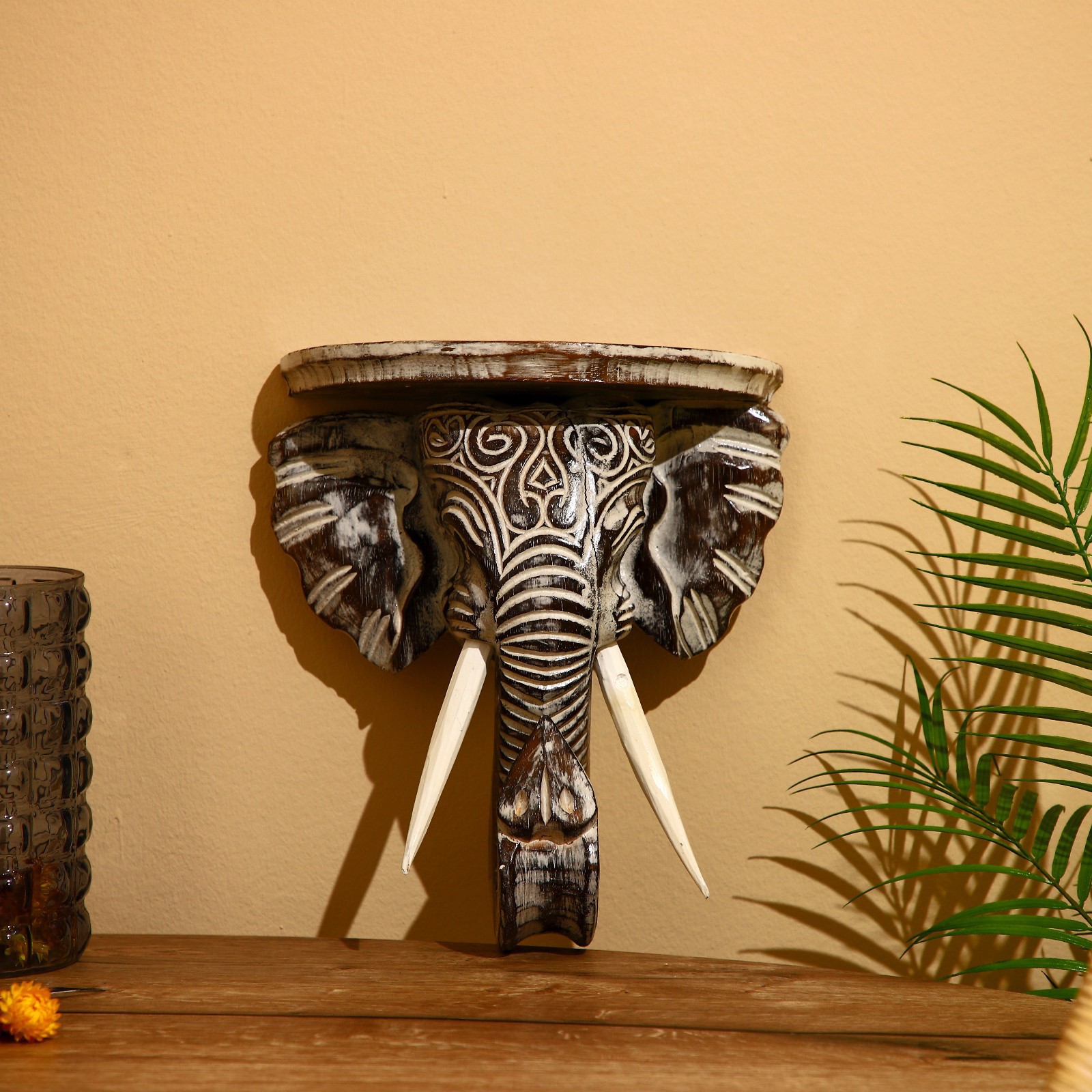 Изображение товара Панно настенное "Голова слона" албезия 30x12x32 см 1