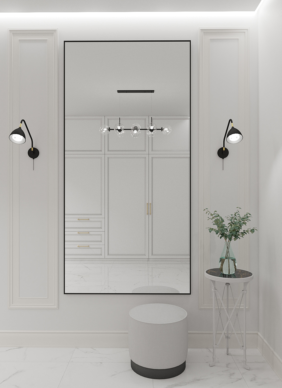Зеркало интерьерное в алюминиевой раме настенное ONE Mirror 200x100 см ...
