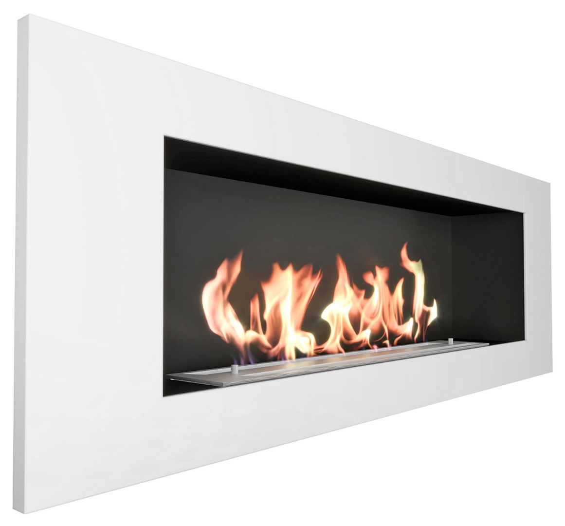 Изображение товара Встраиваемый биокамин ZeFire Elliot 1200 с белой рамкой, безопасный и стильный