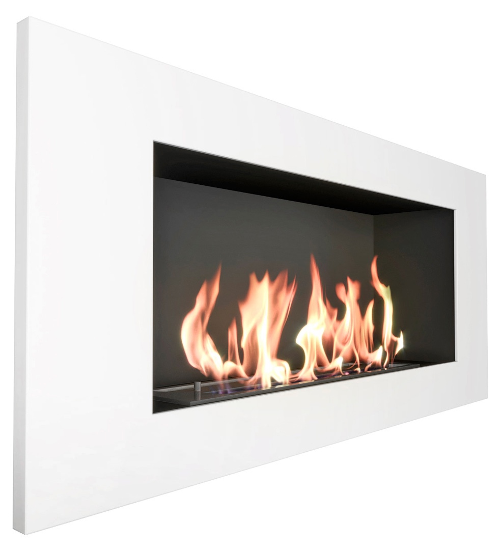Изображение товара Встраиваемый биокамин ZeFire Elliot 900 с белой рамкой, 400 мм линия огня