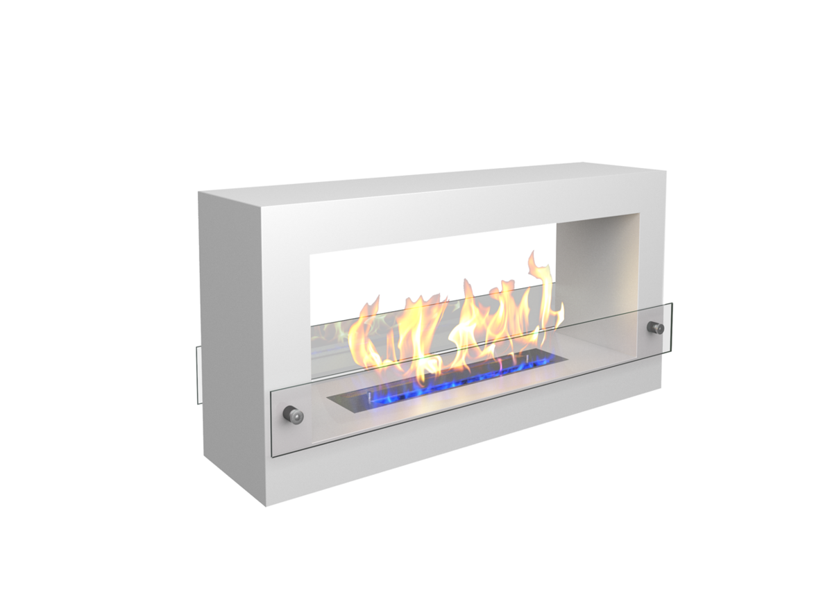 Изображение товара Биокамин напольный ZeFire Quarter 900 белый с открытым пламенем и стеклами