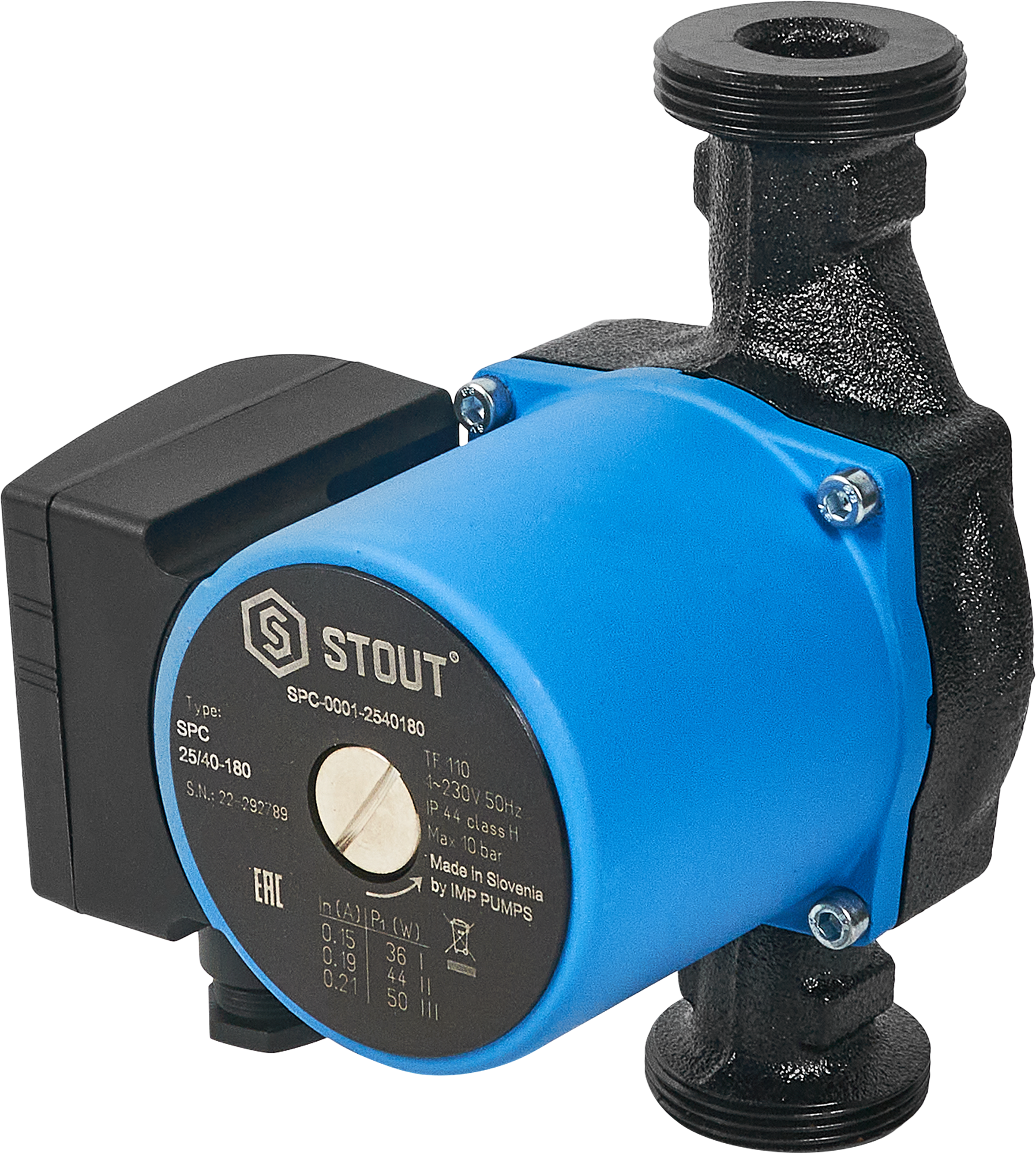 Изображение товара Циркуляционный насос Stout 25/4 180 мм с гайками для систем отопления и водоснабжения