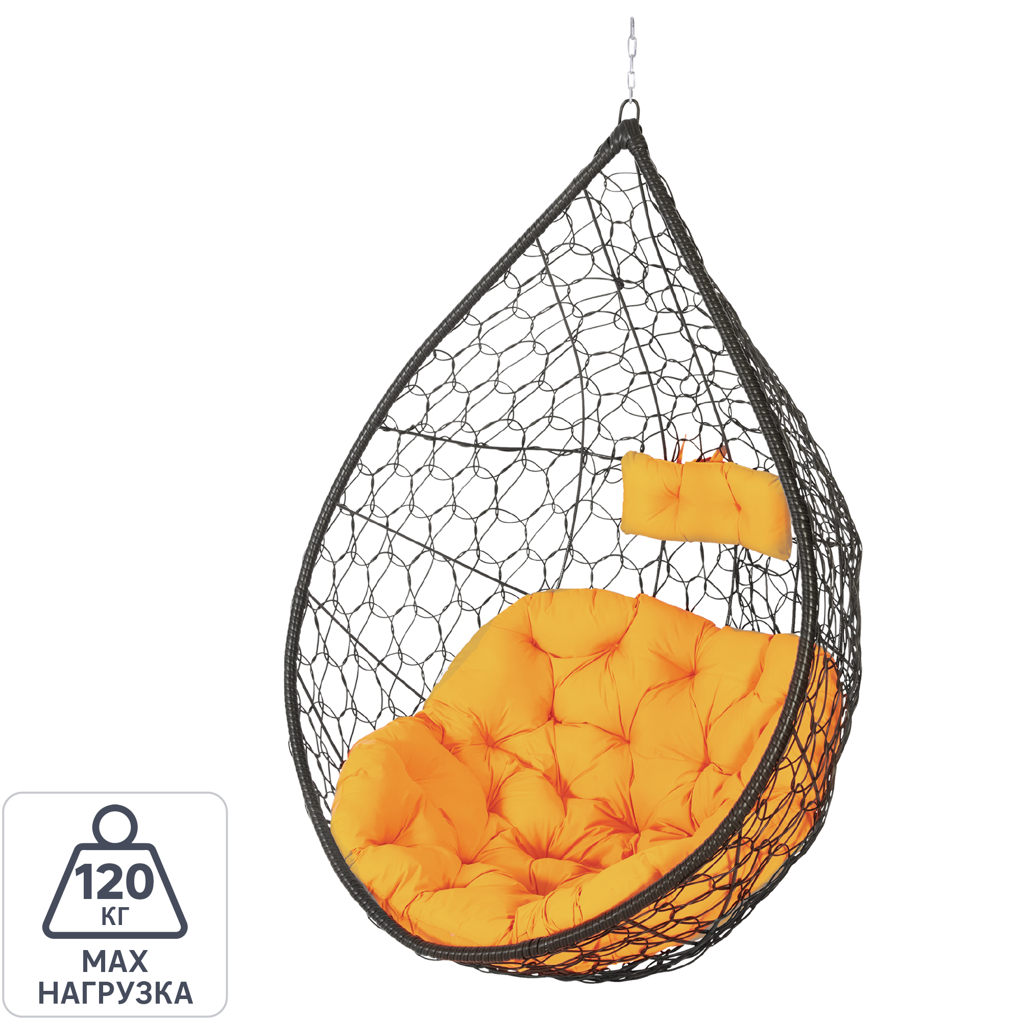 Изображение товара Подвесное кресло Greengard Лина 86x102.9x76 см искусственный ротанг коричневый