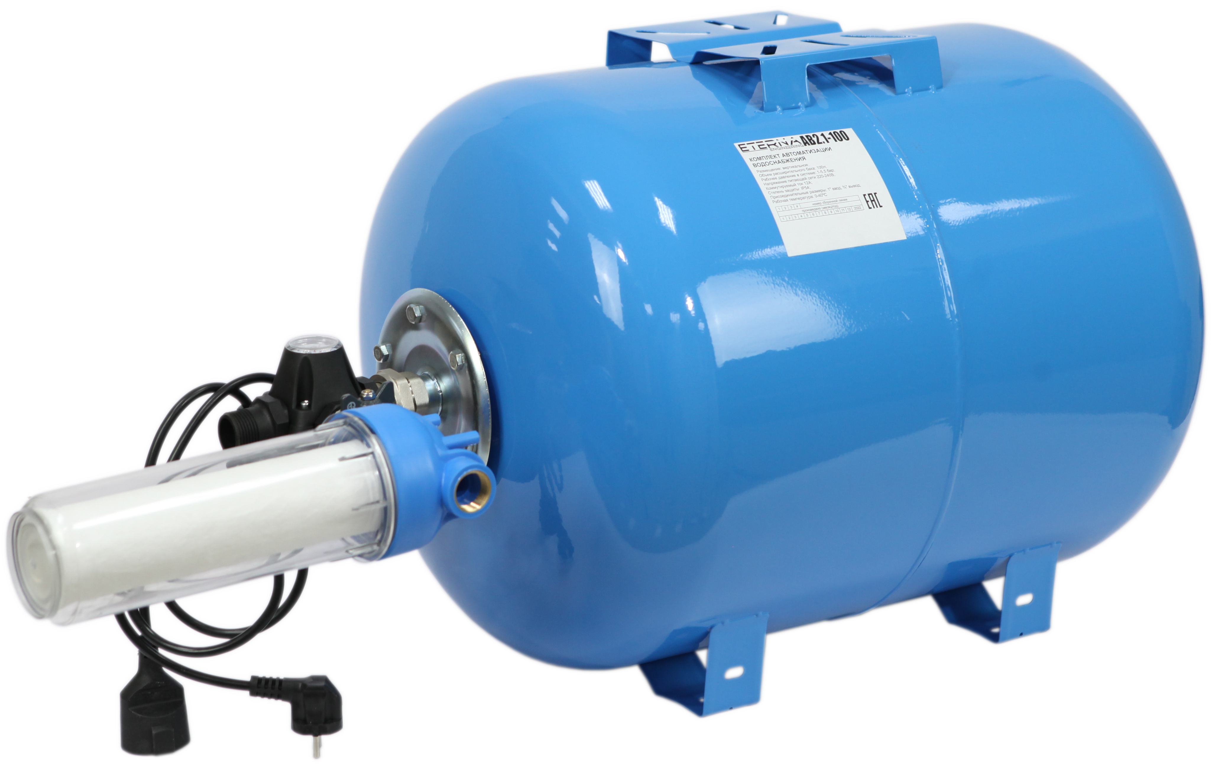 Изображение товара Горизонтальный гидроаккумулятор 100 л Eterna Av4 Series 1" синий для водоснабжения