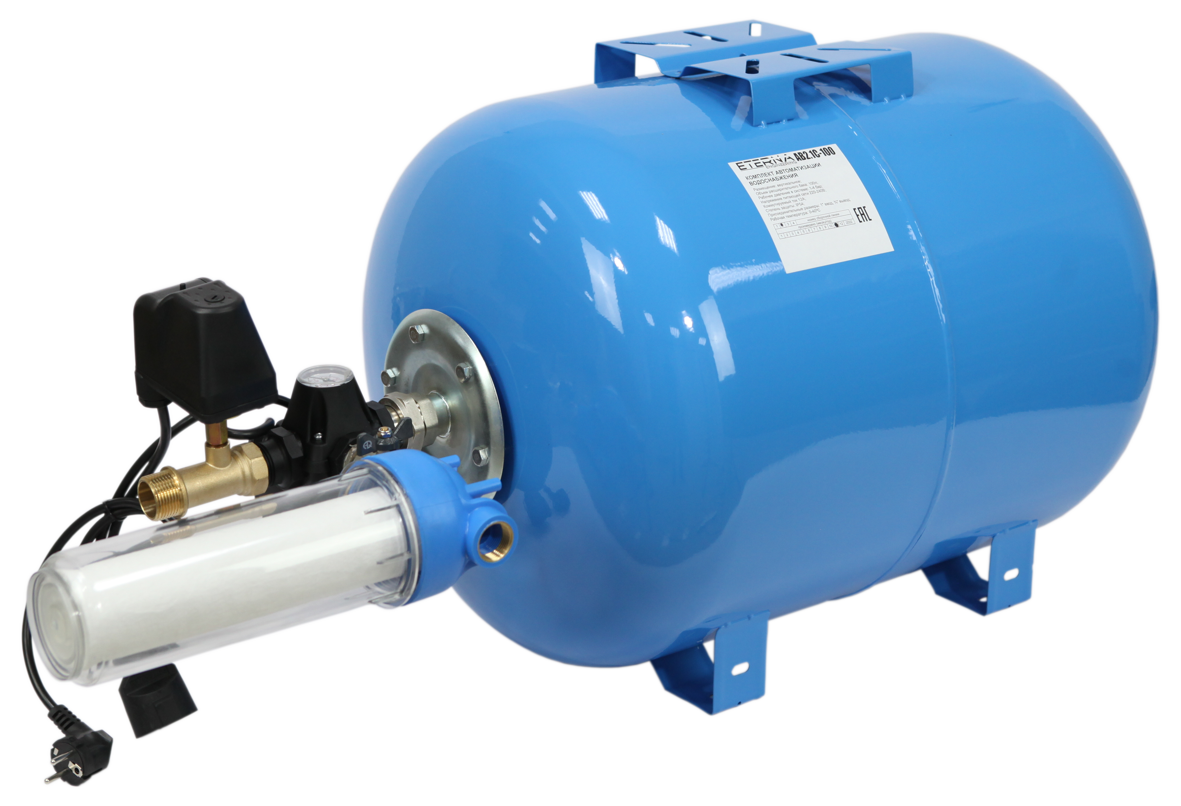 Изображение товара Гидроаккумулятор горизонтальный 100 л Eterna Av4C-Series 1" синий