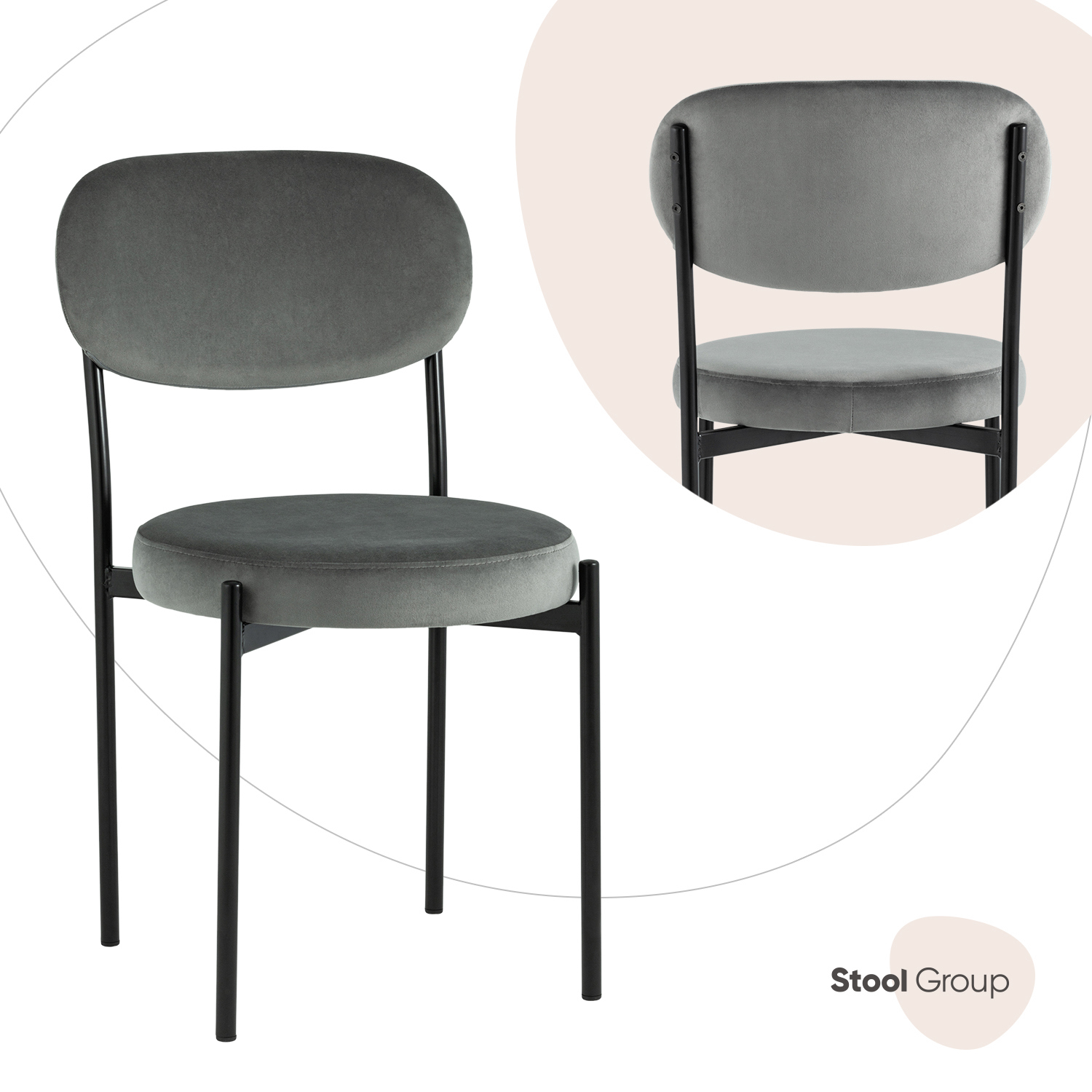 Изображение товара Кухонный стул Stool Group Бриф new темно-серый велюр современный дизайн