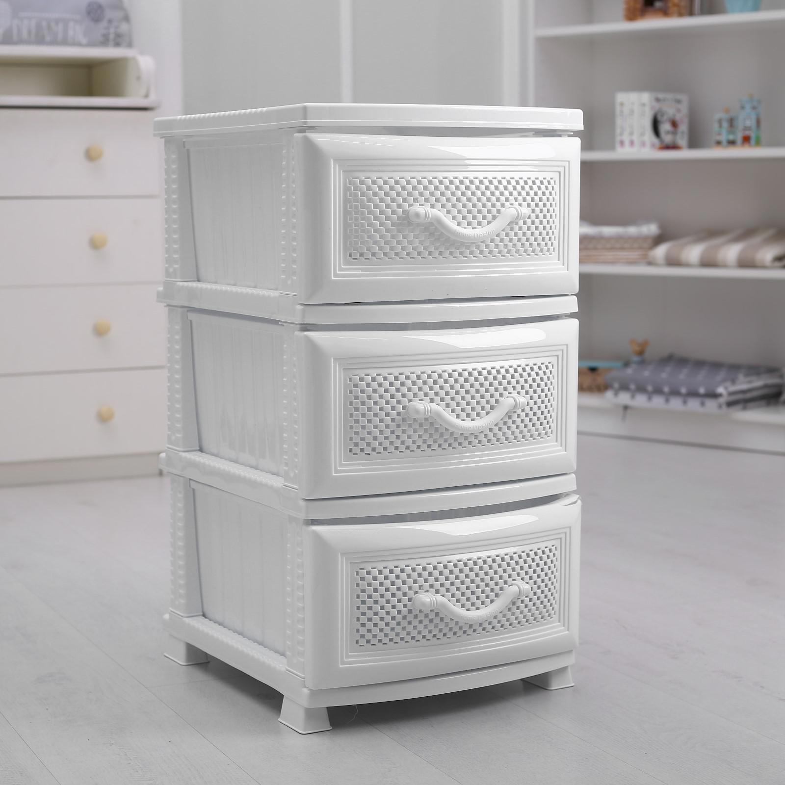 Изображение товара Комод Росспласт Дельфин 3 ящика белый 46.5x38x72 см