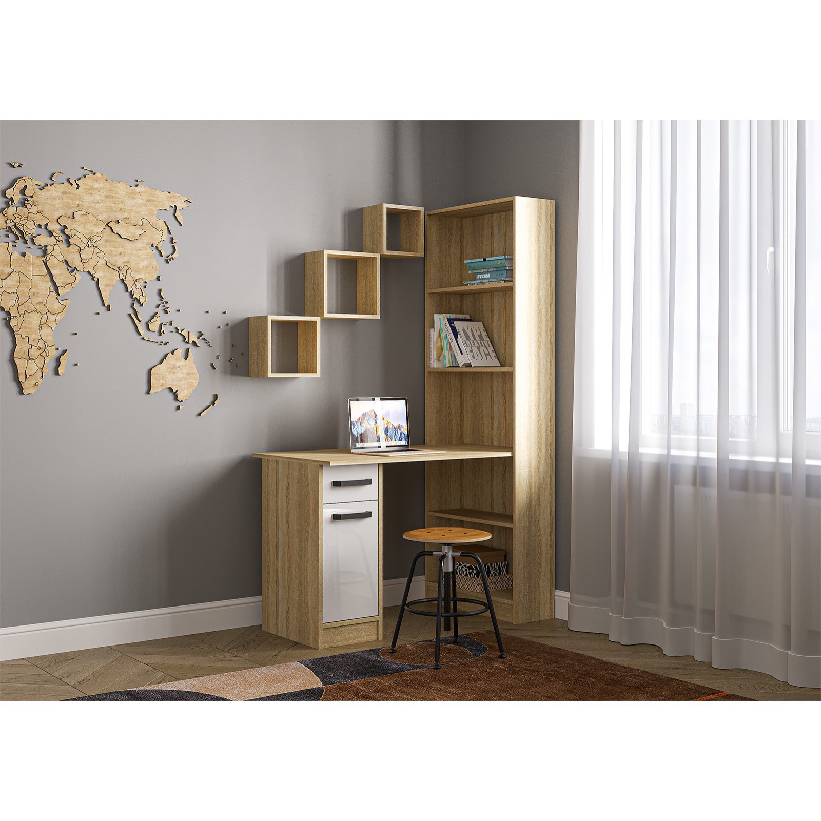 Изображение товара Многофункциональный офисный стол Феникс белый глянец с ящиком 115x182.8x60 см