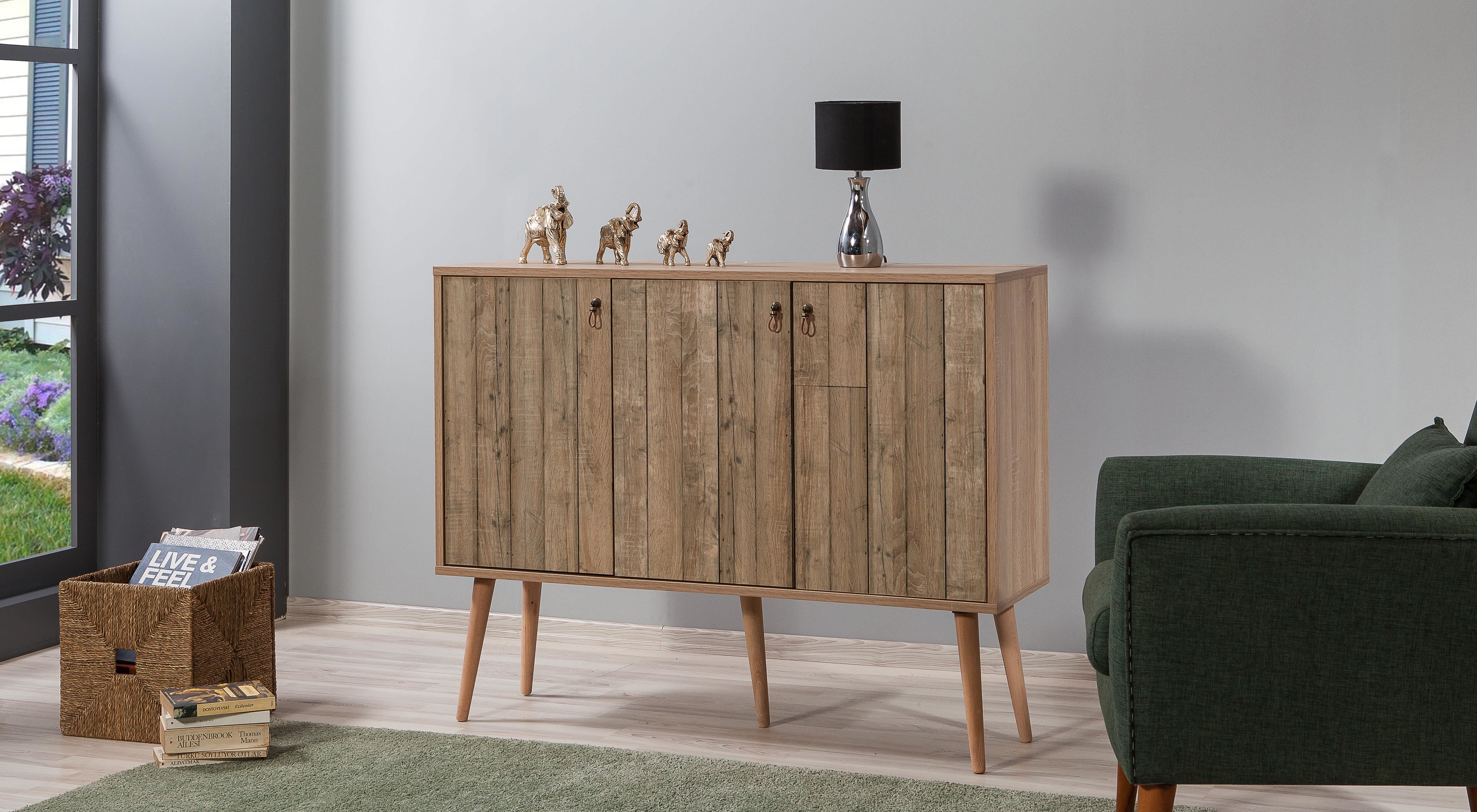Изображение товара Тумба консоль из дерева Ismat Decor F1 Mega 120x94x36 бежевый классика