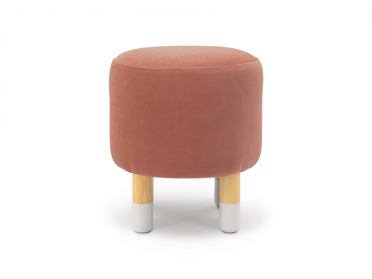 Изображение товара Детский круглый пуф Бельмарко из велюра розово-бежевый 34x34x31 см