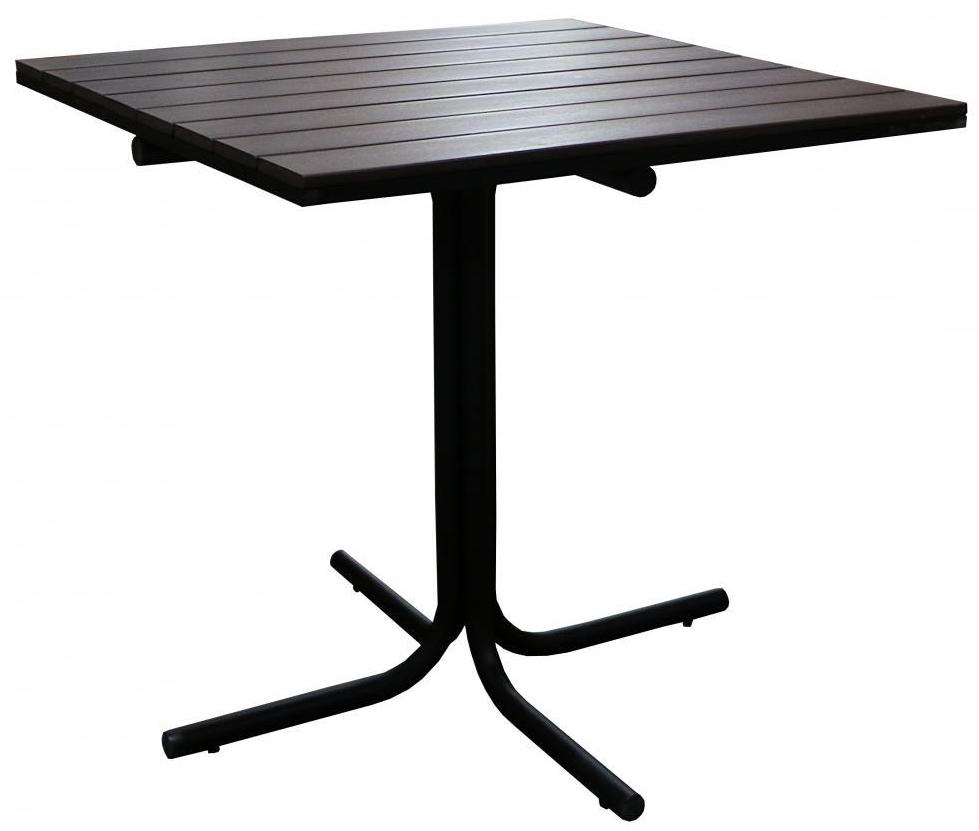 Изображение товара Садовый стол из железа и дерева Фьюжн 80 см черный коричневый для террасы