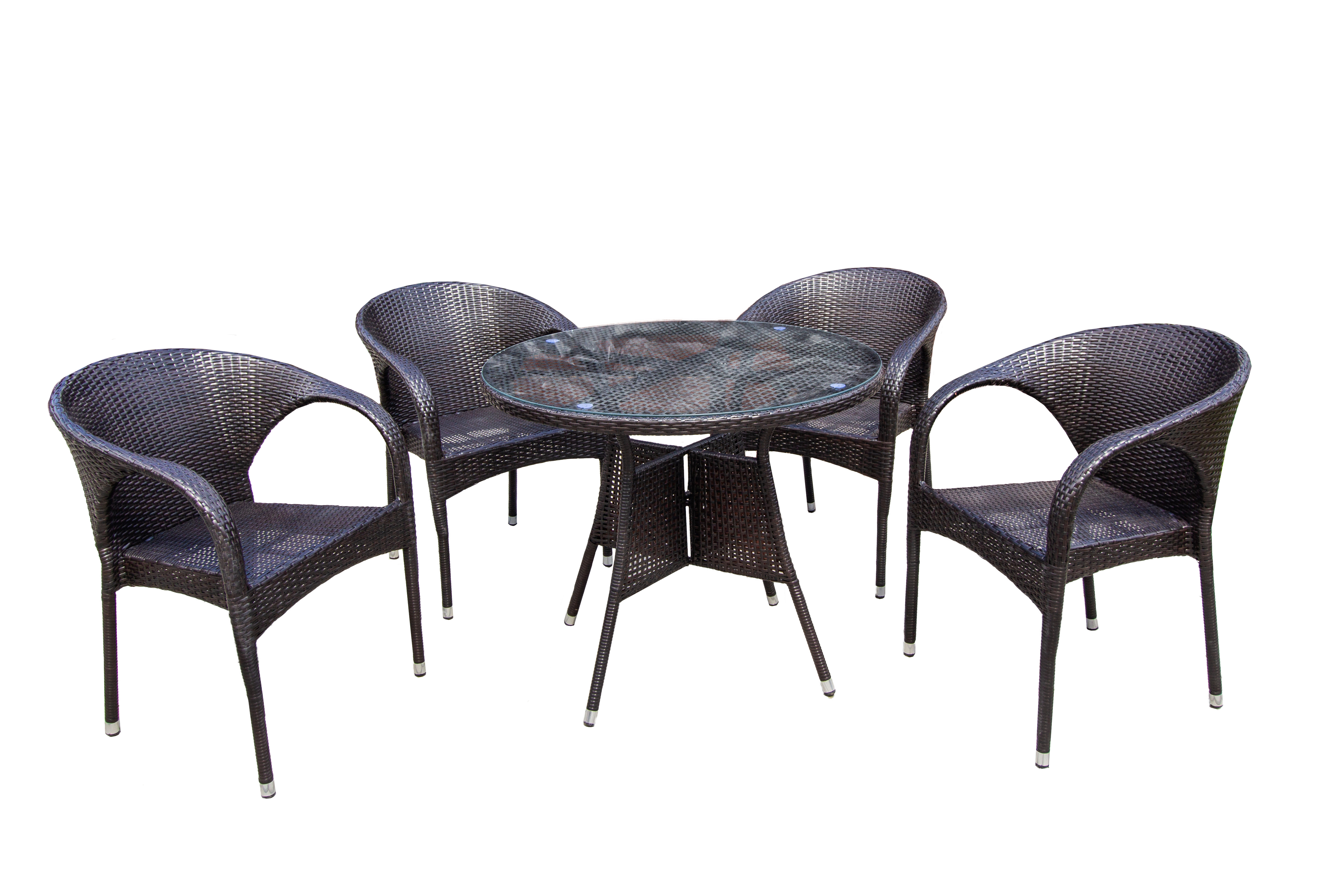 Изображение товара Набор садовой мебели Мартини полиротанг цвет коричневый: стол, 4 кресла